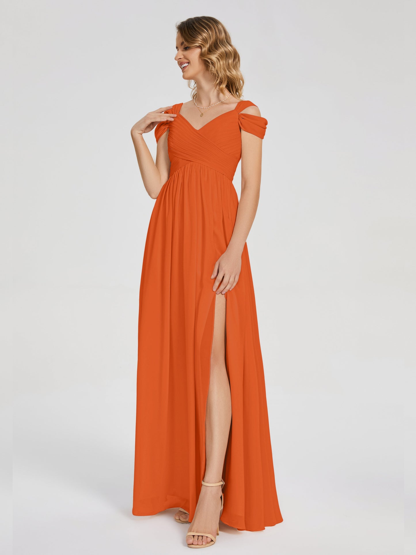 Charlee Straps Side Slit Empire Bridesmaid Dress
