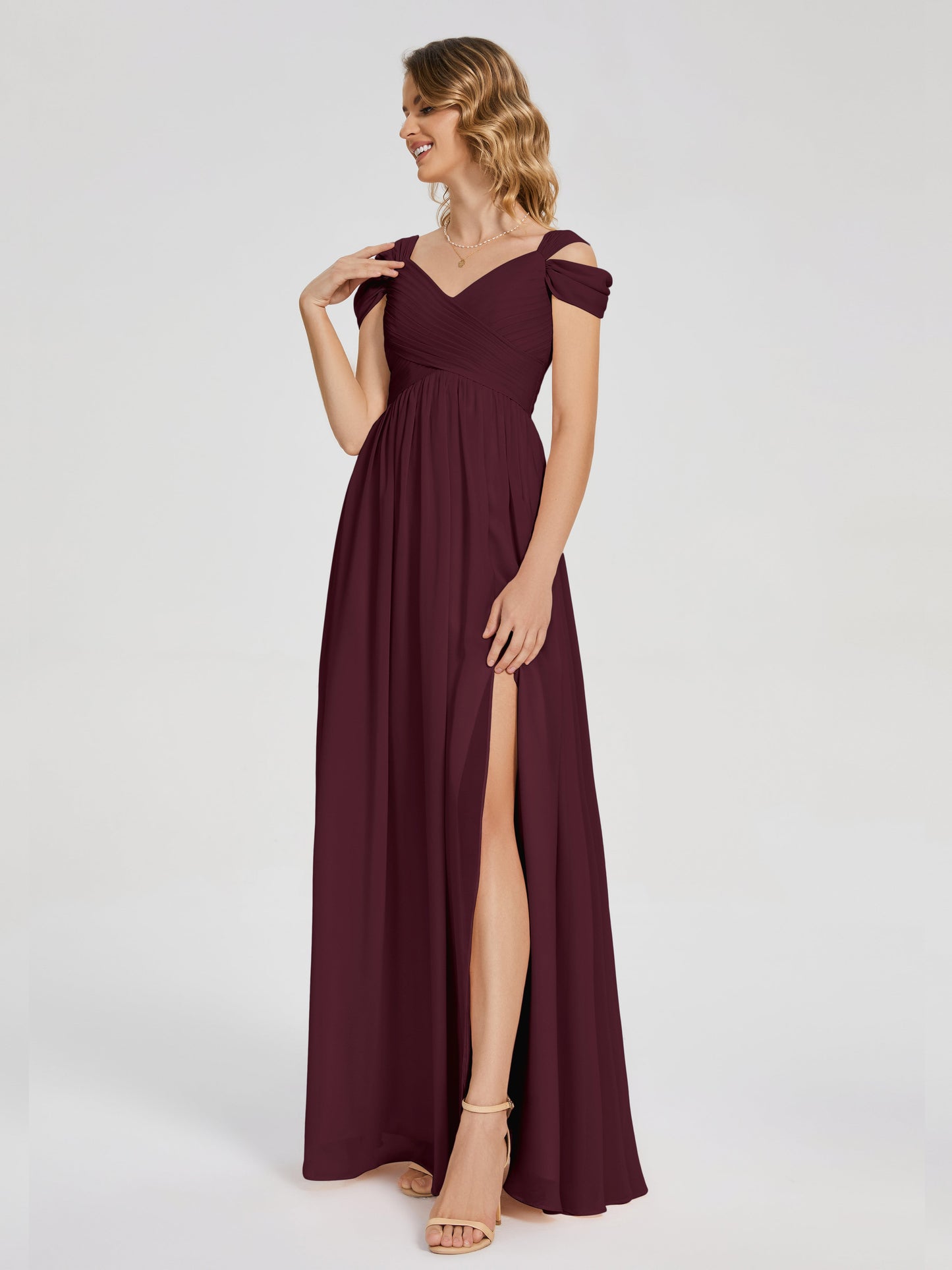 Charlee Straps Side Slit Empire Bridesmaid Dress