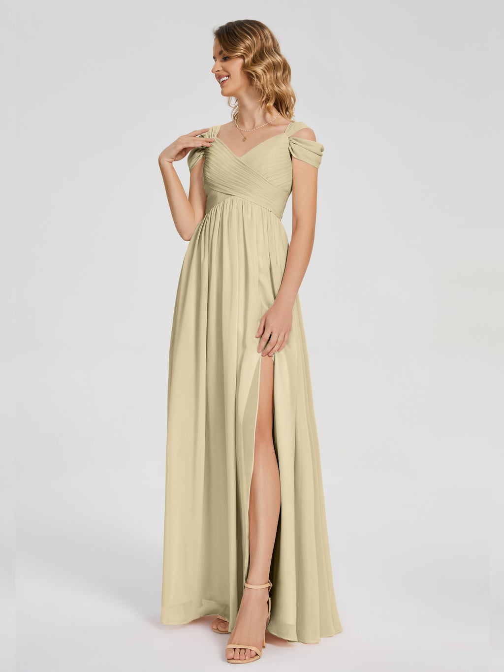 Charlee Straps Side Slit Empire Bridesmaid Dress