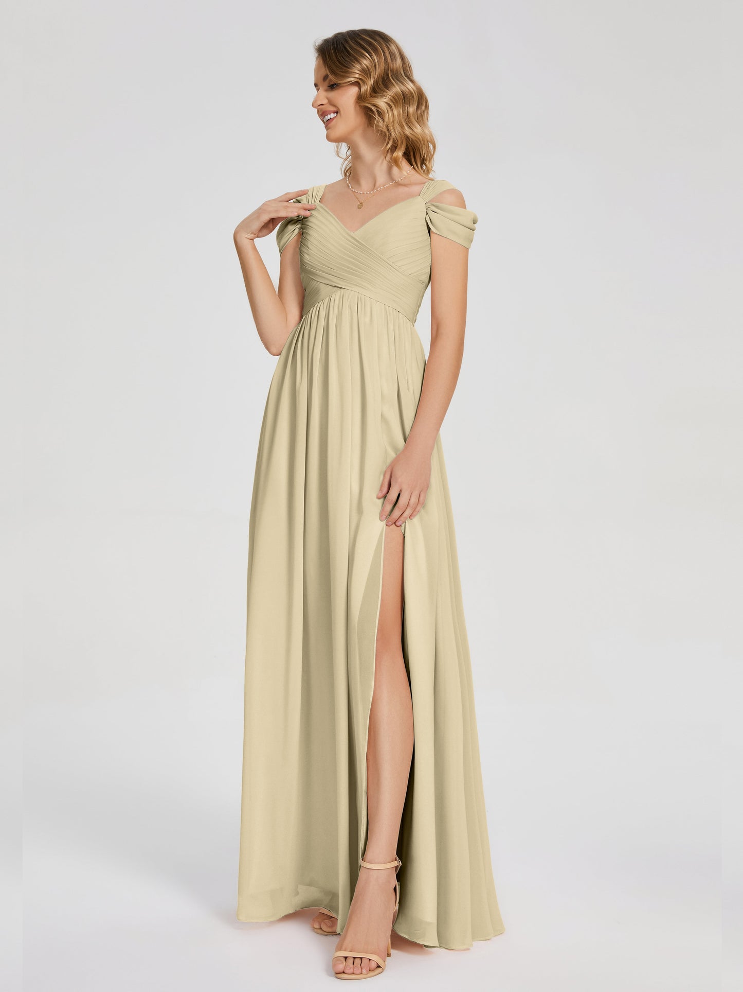 Charlee Straps Side Slit Empire Bridesmaid Dress