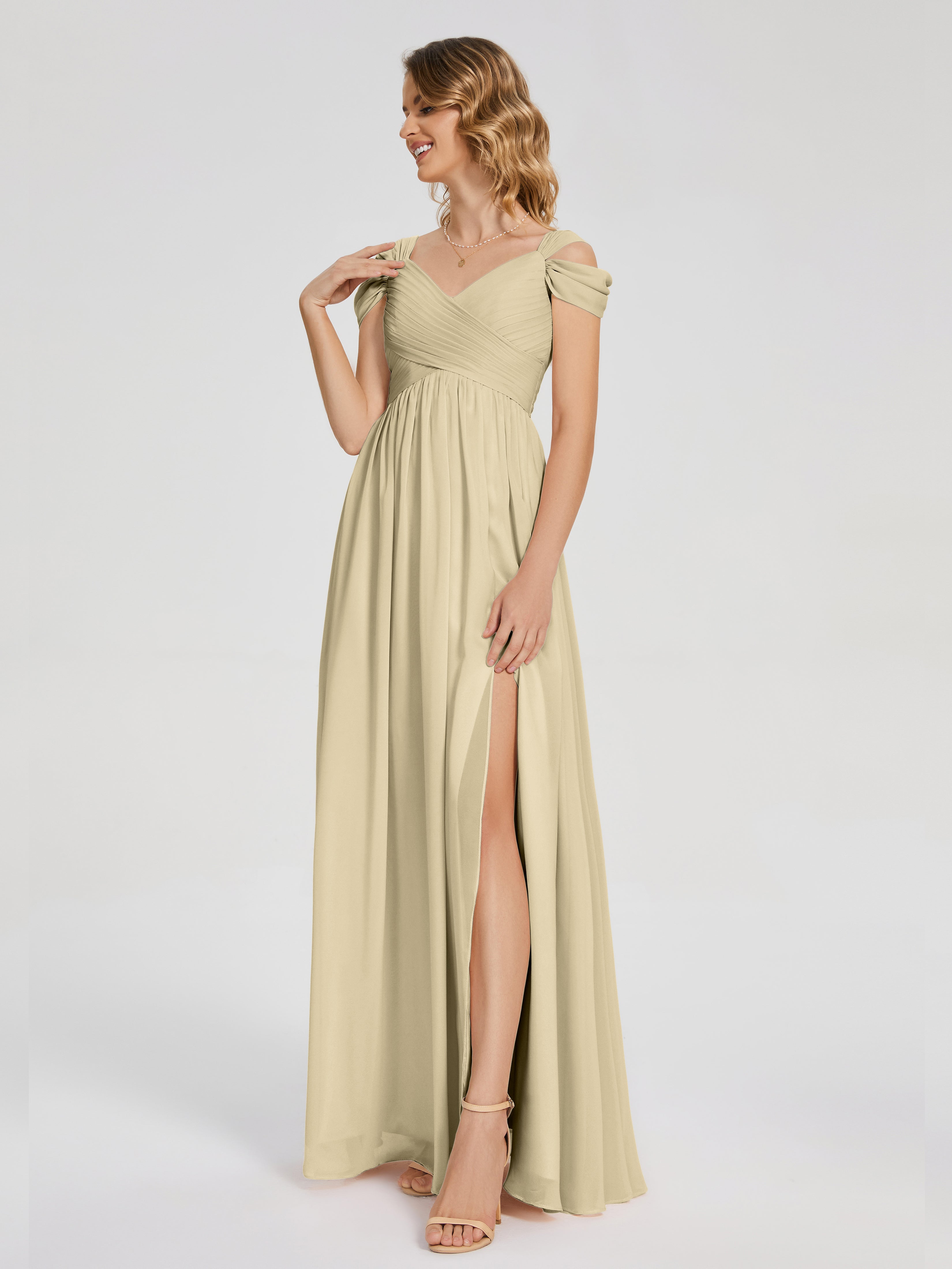 Charlee Straps Side Slit Empire Bridesmaid Dress