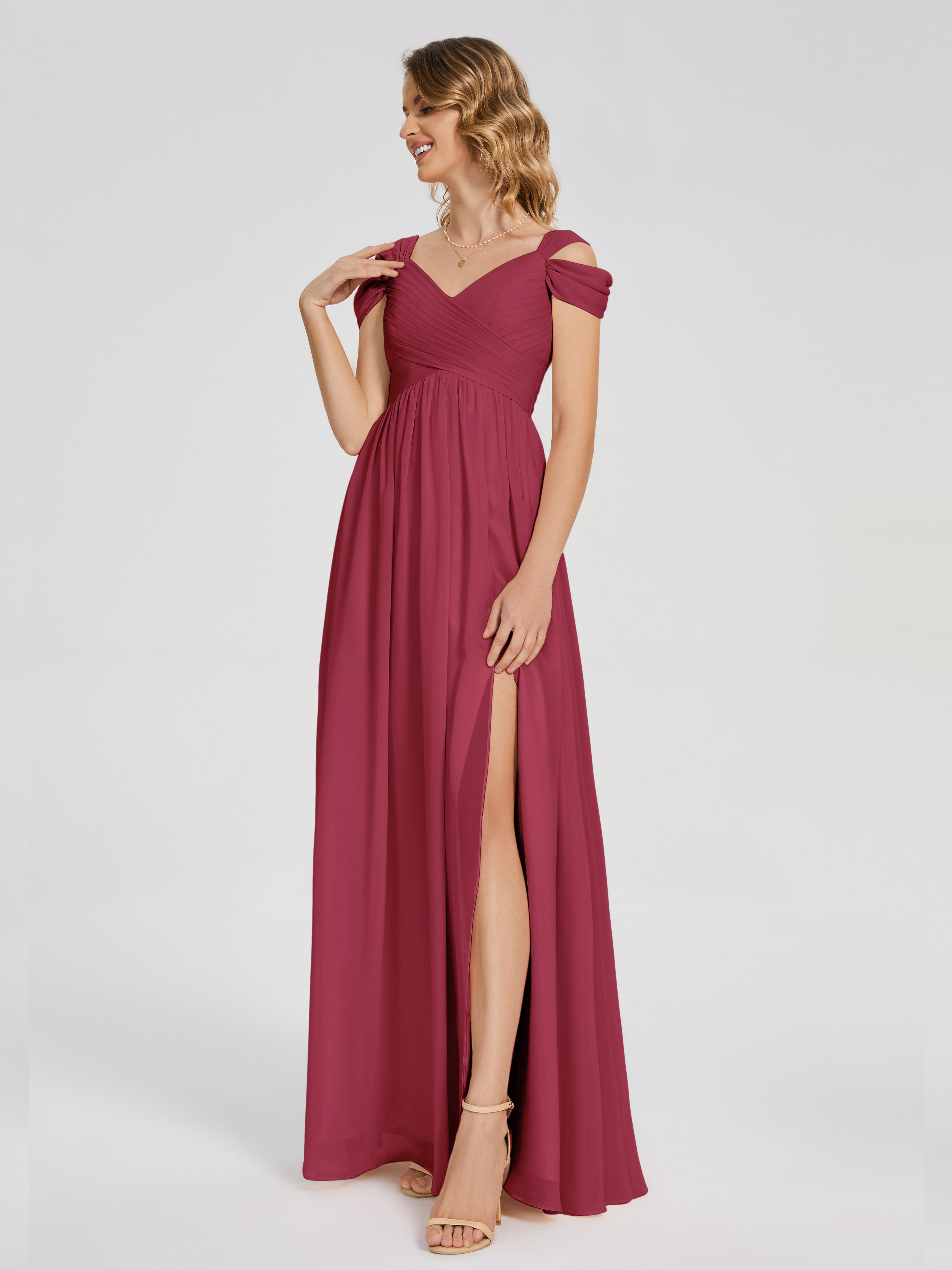 Charlee Straps Side Slit Empire Bridesmaid Dress