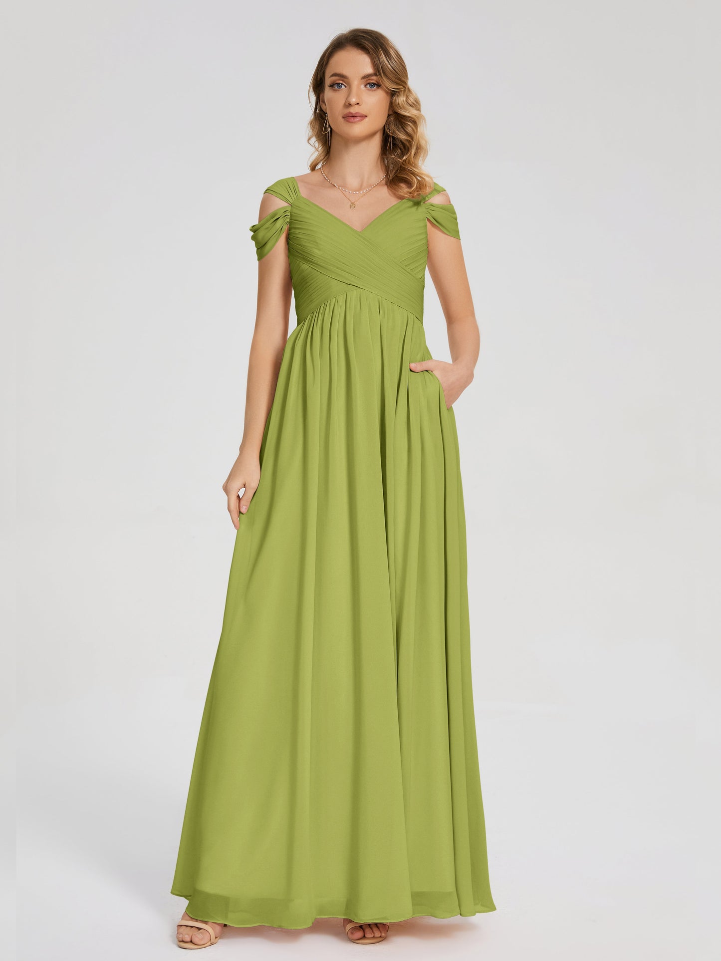 Charlee Straps Side Slit Empire Bridesmaid Dress