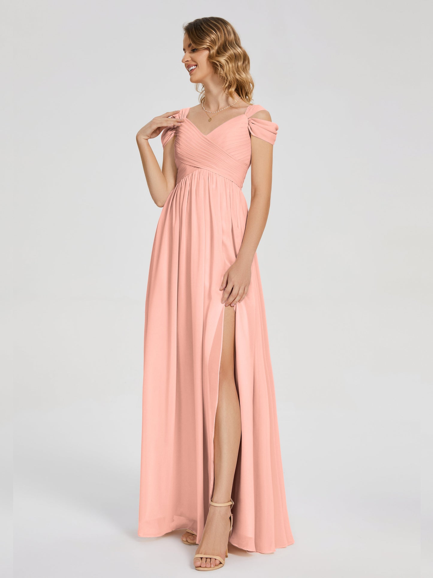Charlee Straps Side Slit Empire Bridesmaid Dress