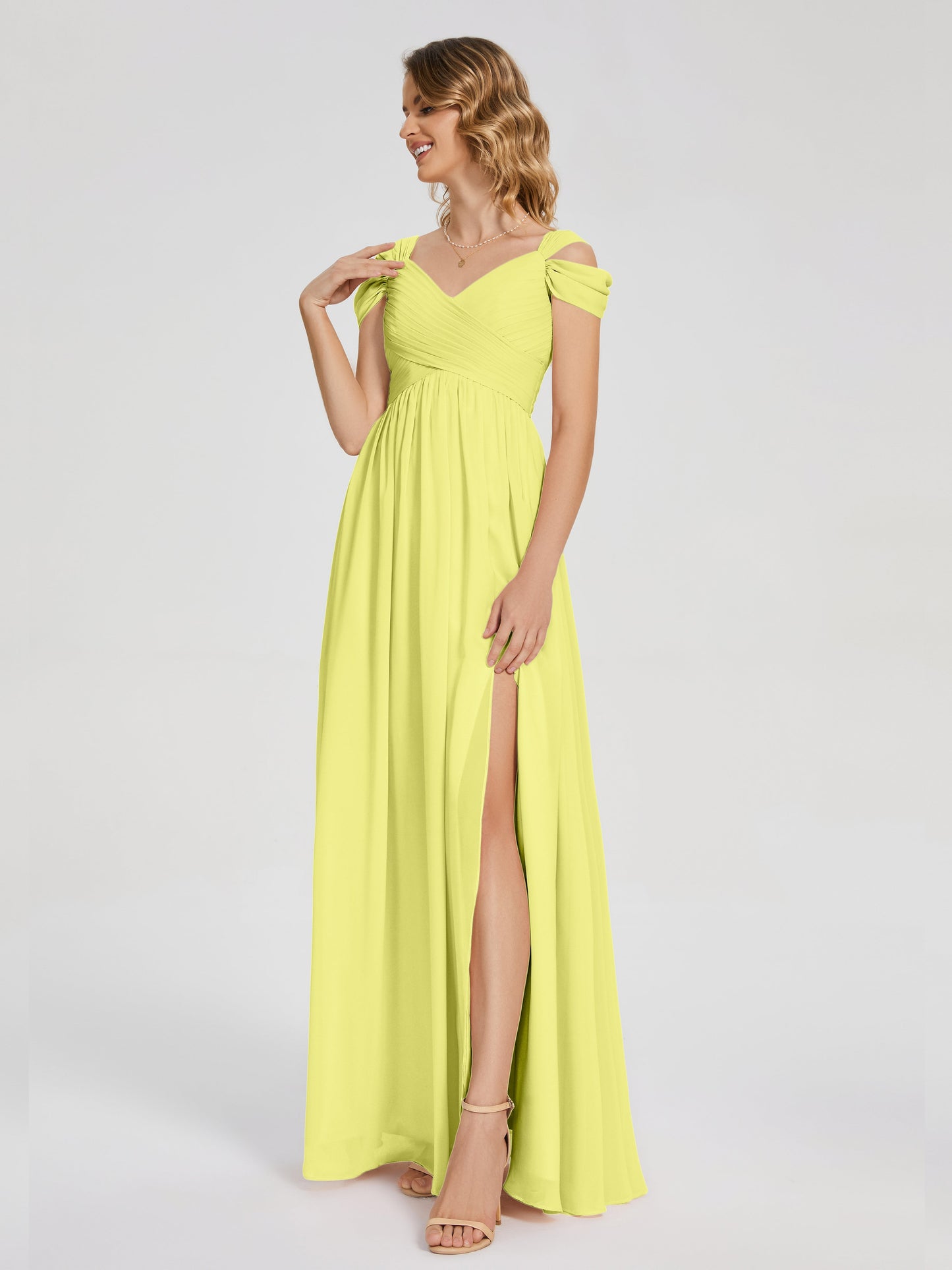 Charlee Straps Side Slit Empire Bridesmaid Dress