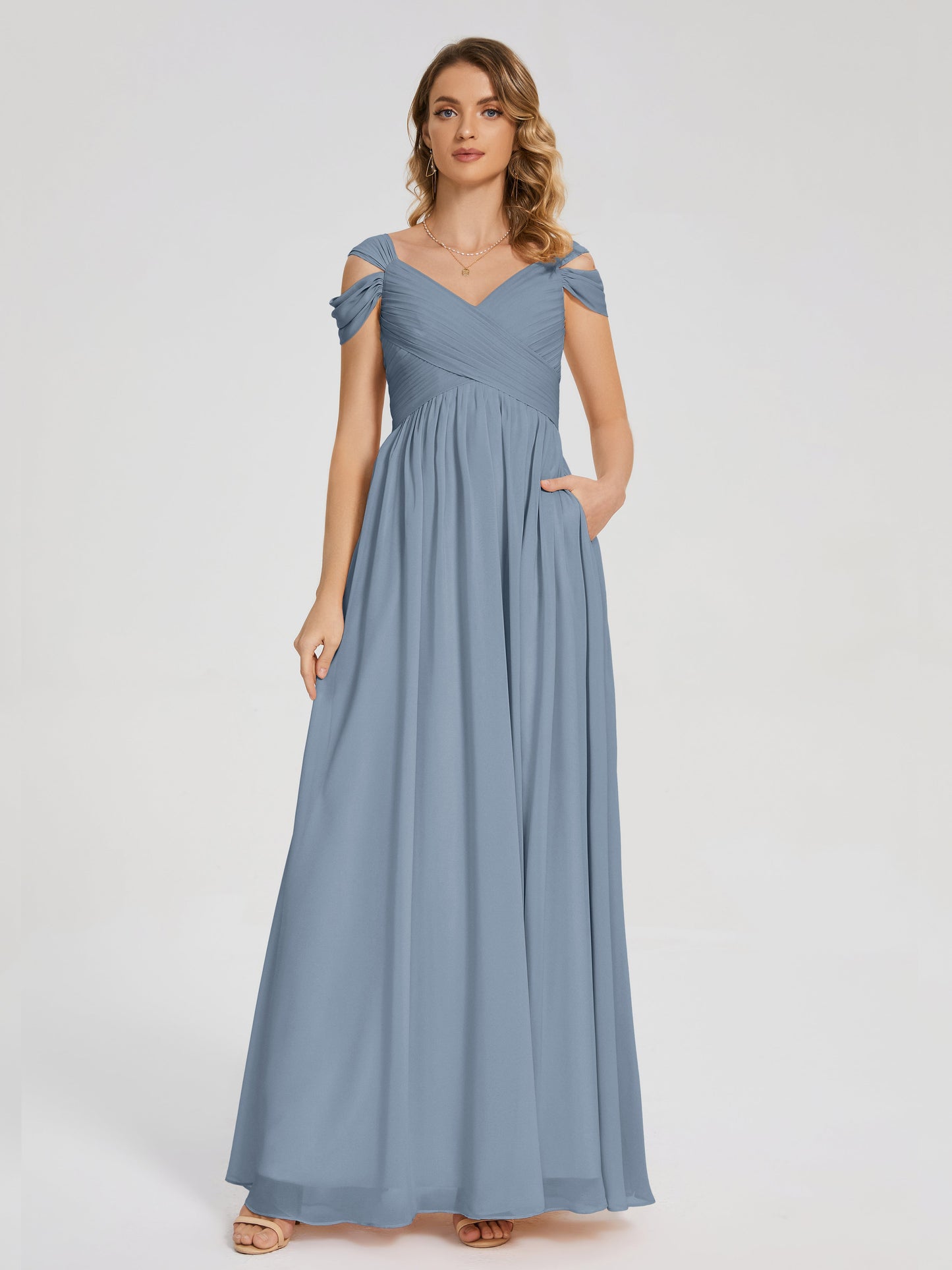 Charlee Straps Side Slit Empire Bridesmaid Dress