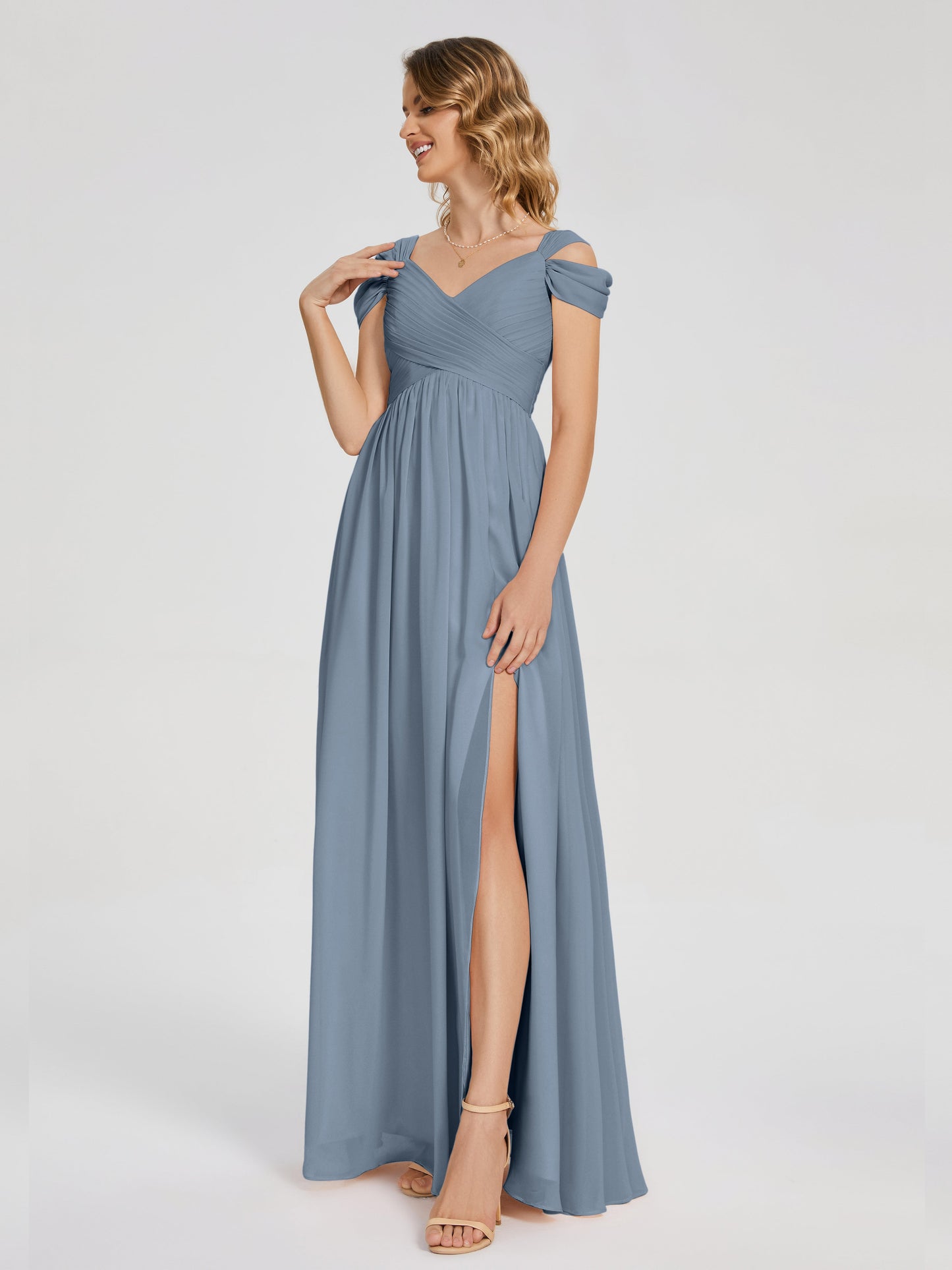 Charlee Straps Side Slit Empire Bridesmaid Dress
