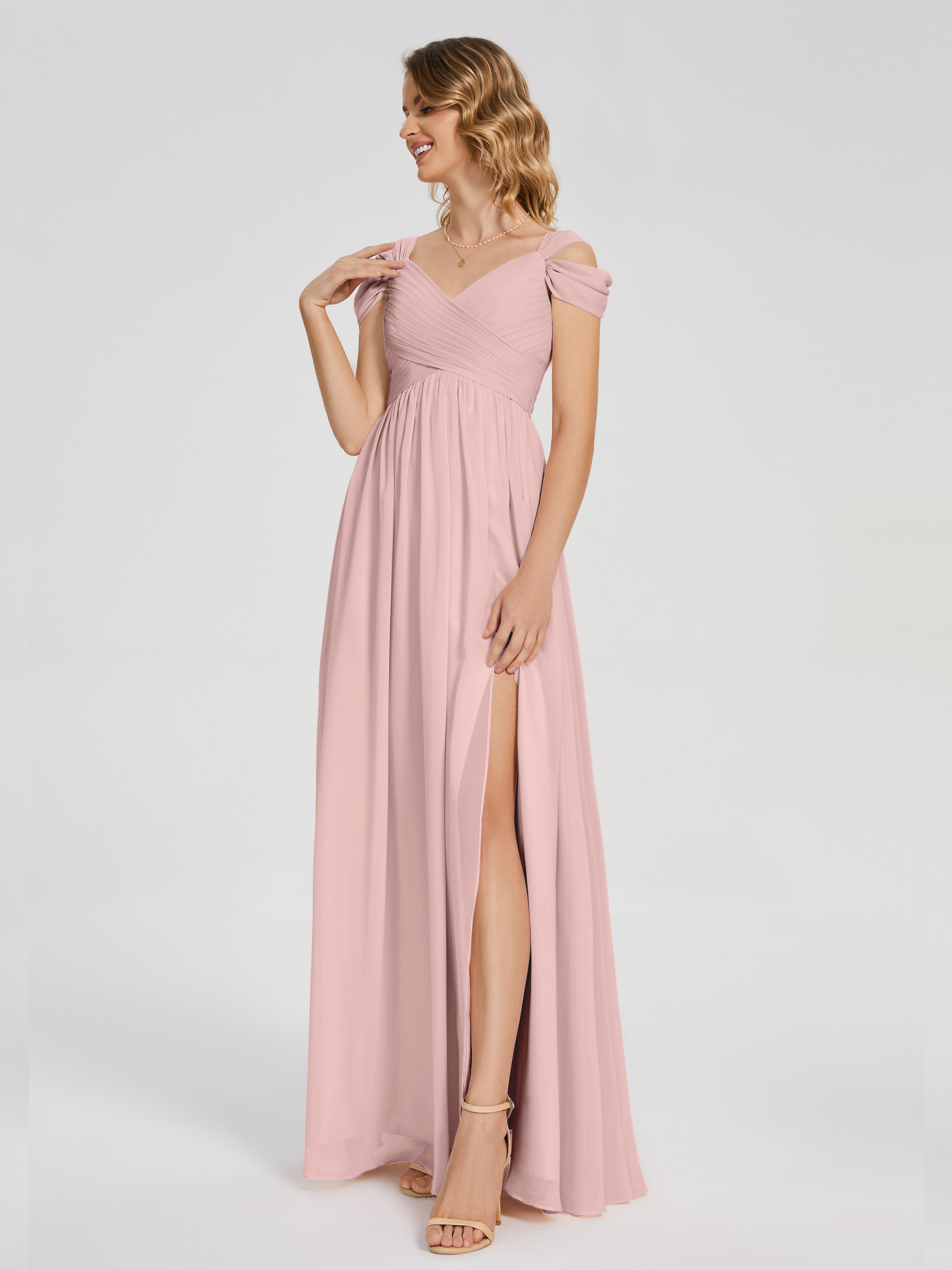 Charlee Straps Side Slit Empire Bridesmaid Dress