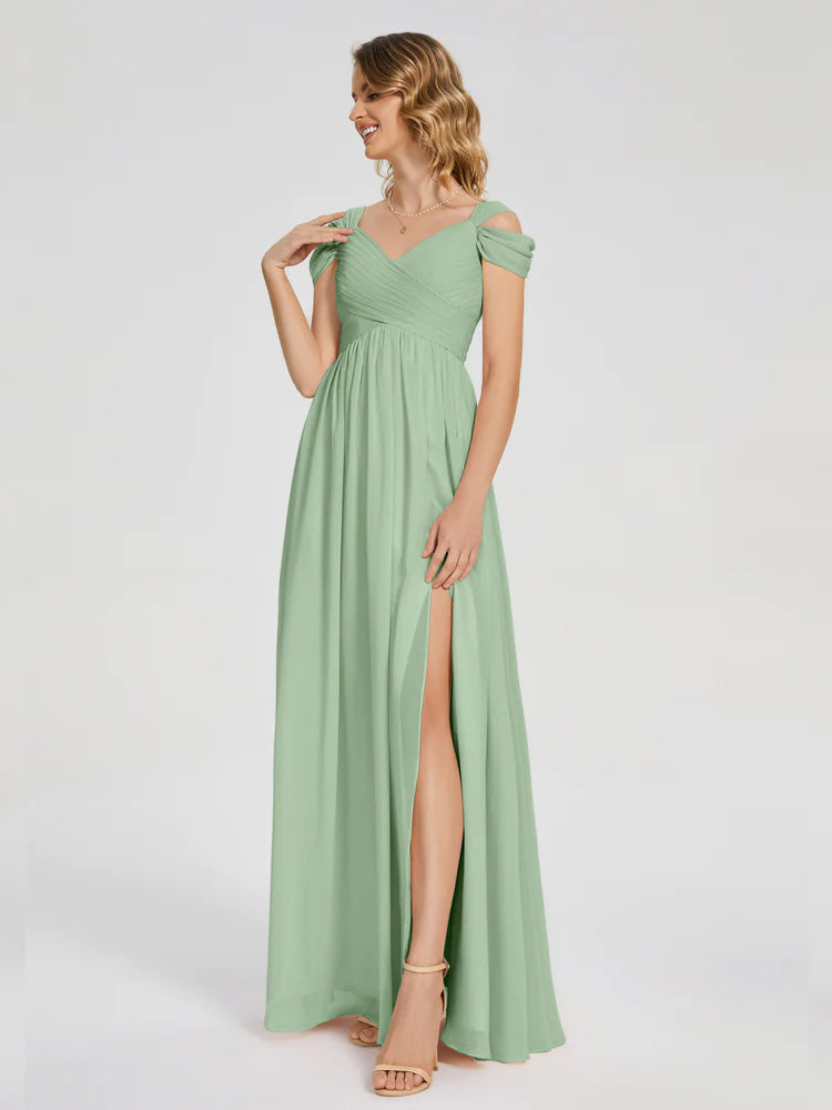 Charlee Straps Side Slit Empire Bridesmaid Dress
