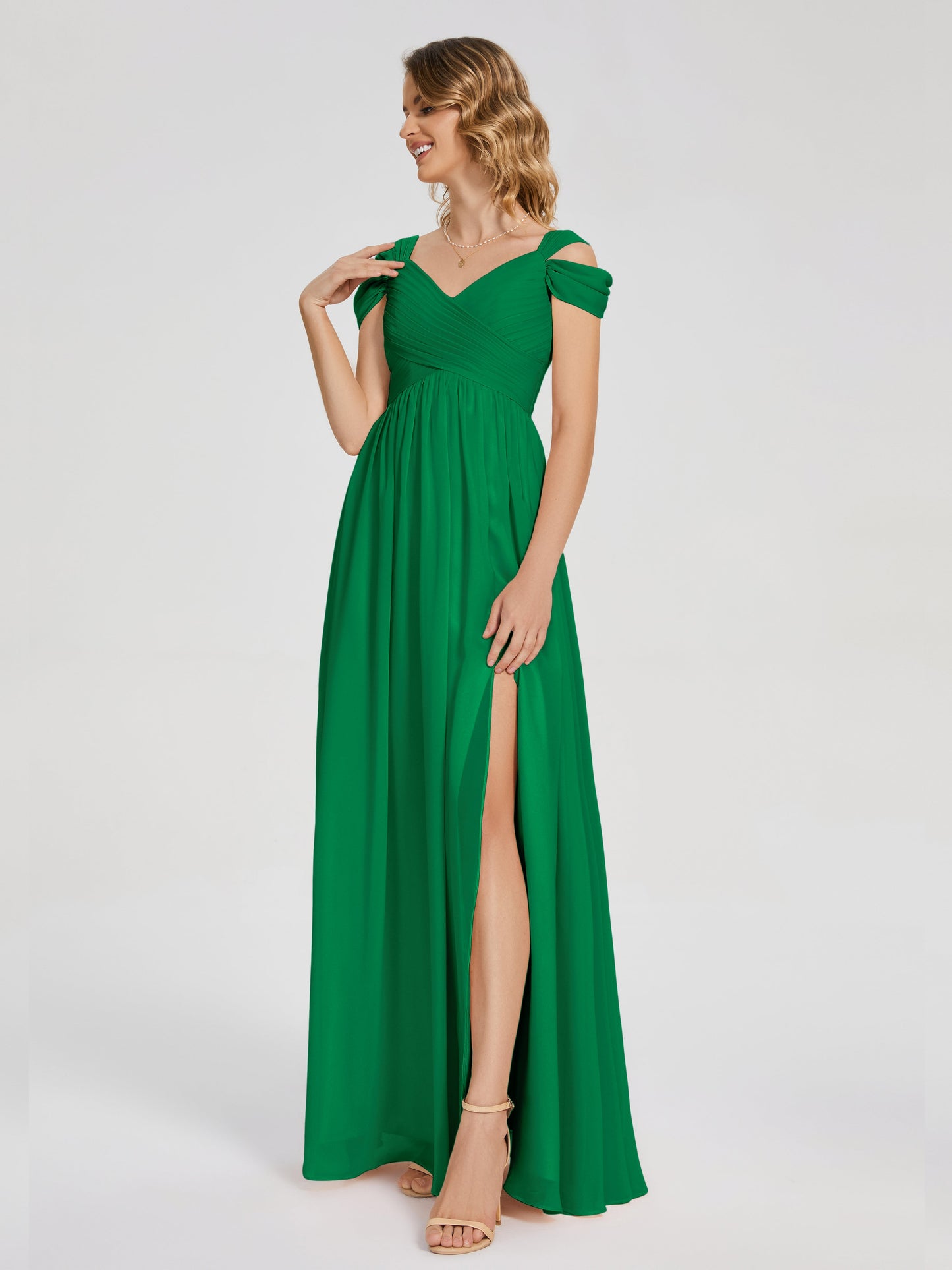 Charlee Straps Side Slit Empire Bridesmaid Dress