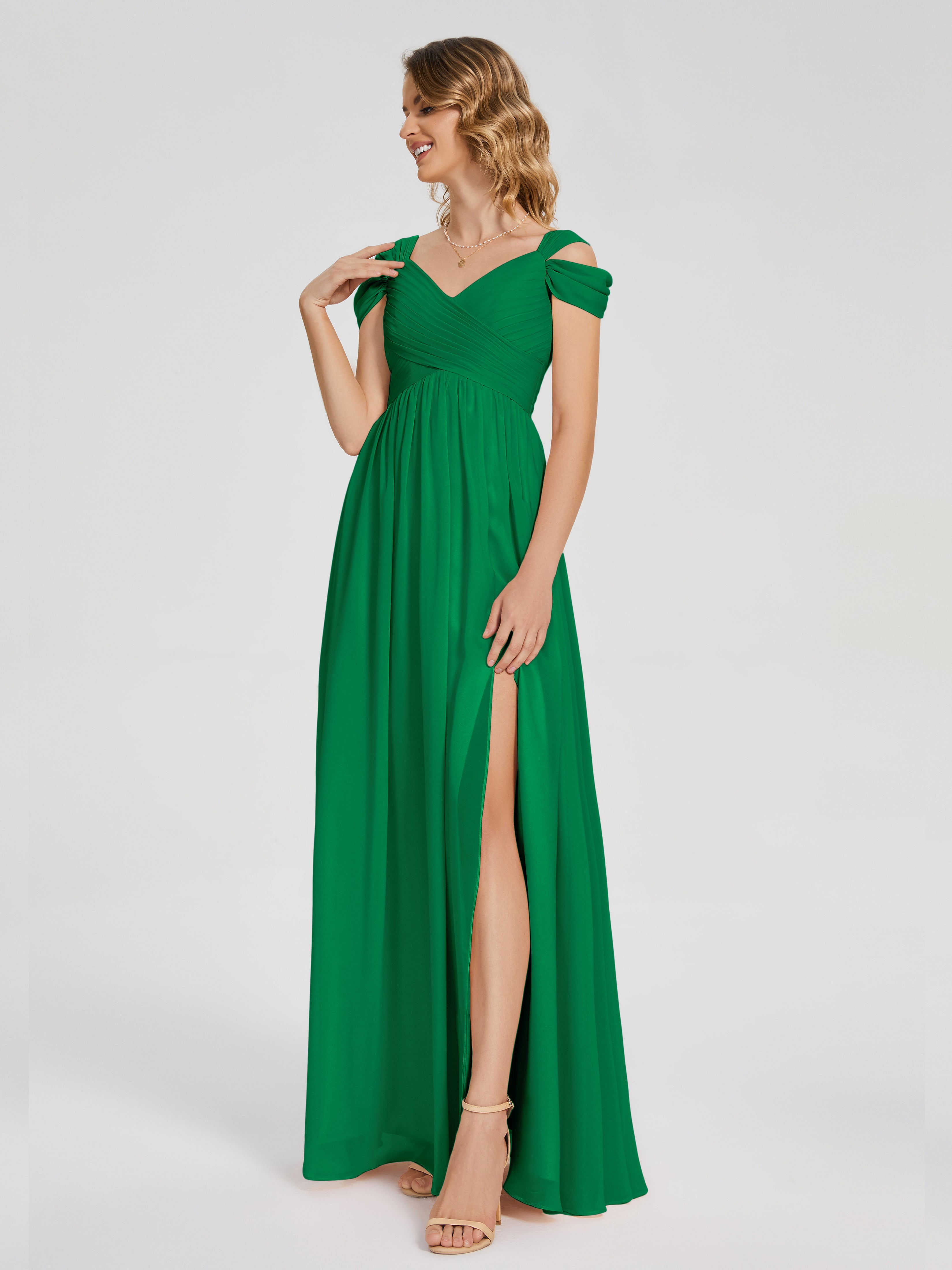 Charlee Straps Side Slit Empire Bridesmaid Dress