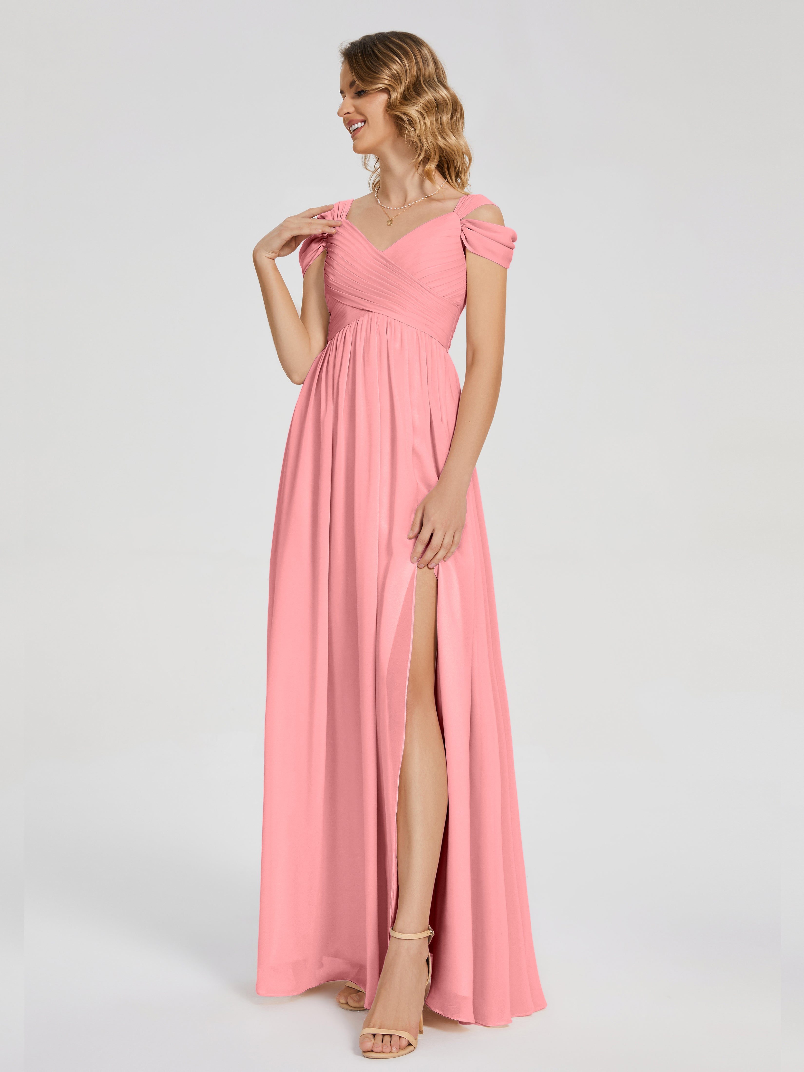 Charlee Straps Side Slit Empire Bridesmaid Dress