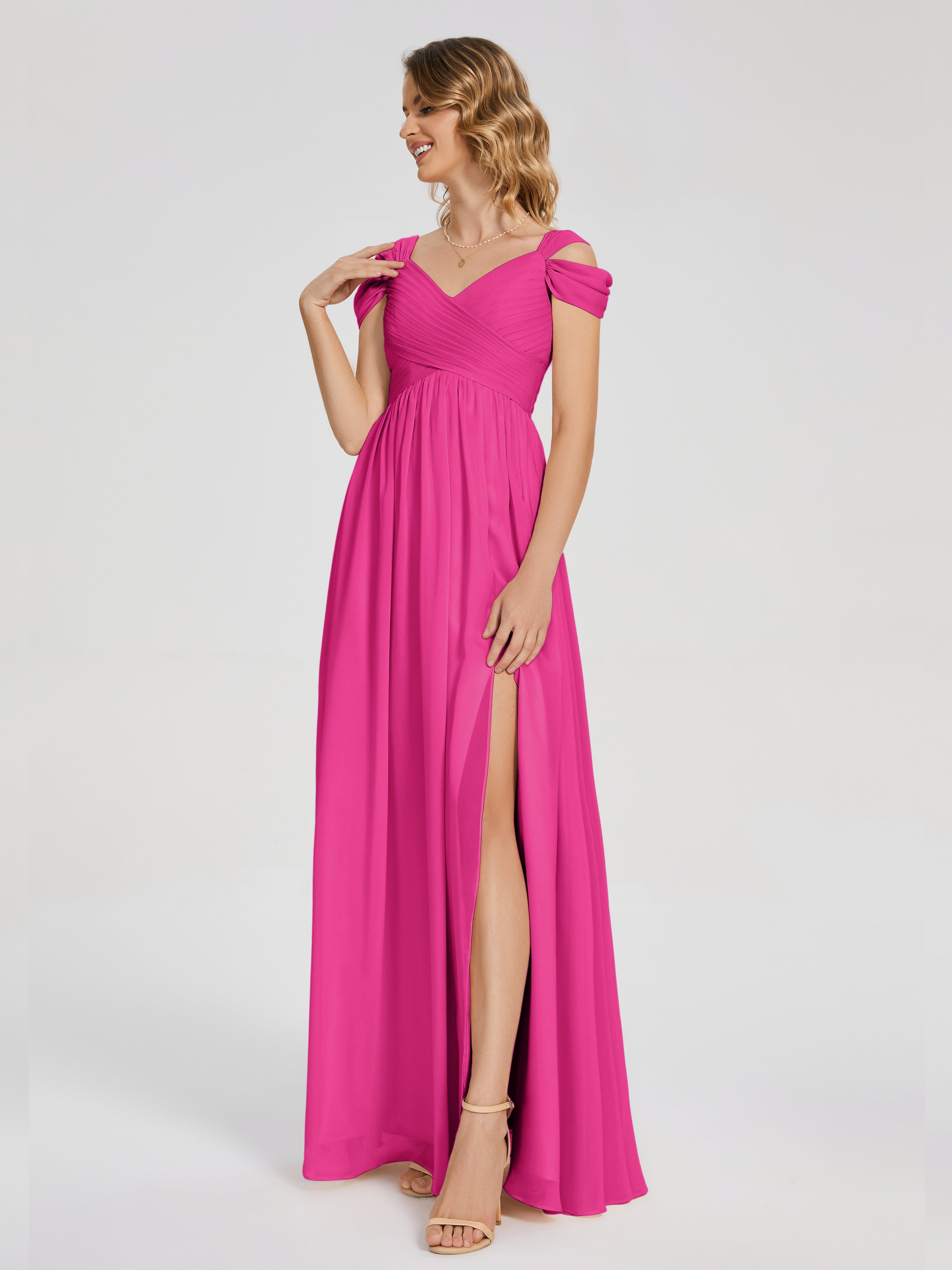 Charlee Straps Side Slit Empire Bridesmaid Dress