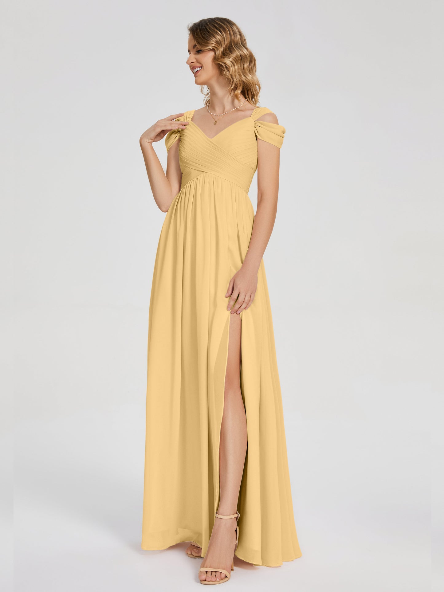 Charlee Straps Side Slit Empire Bridesmaid Dress