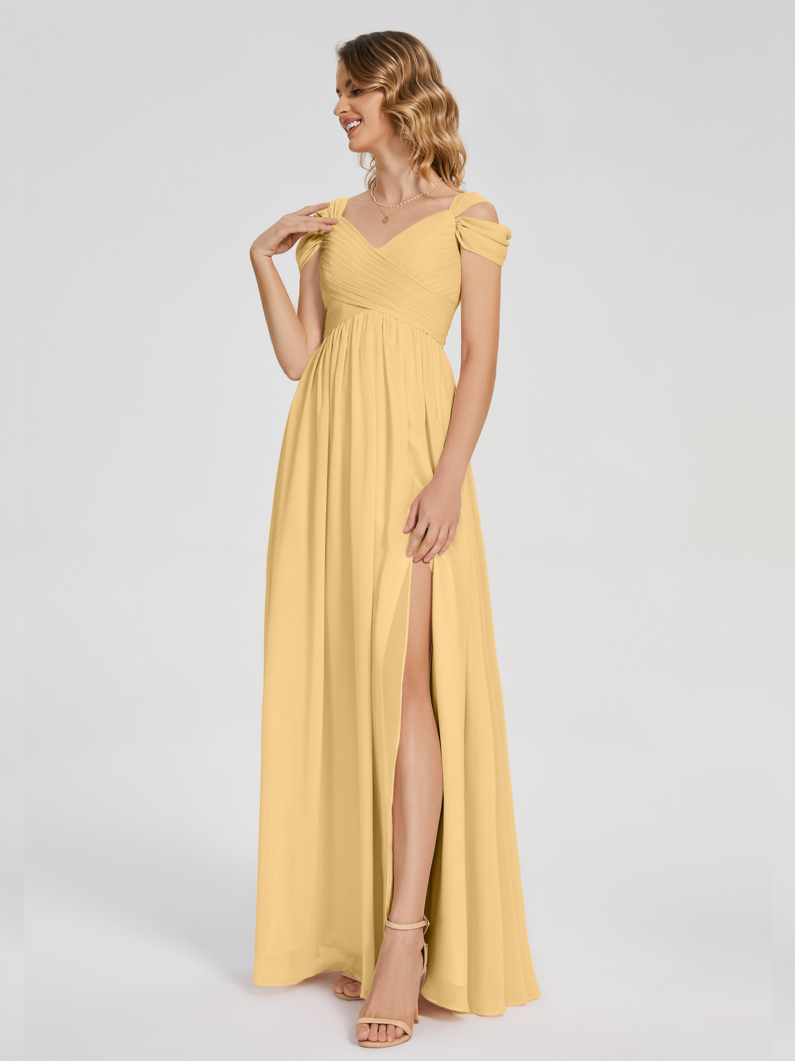 Charlee Straps Side Slit Empire Bridesmaid Dress