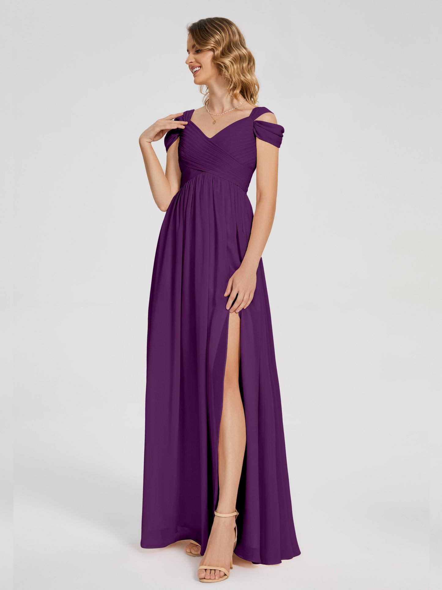 Charlee Straps Side Slit Empire Bridesmaid Dress