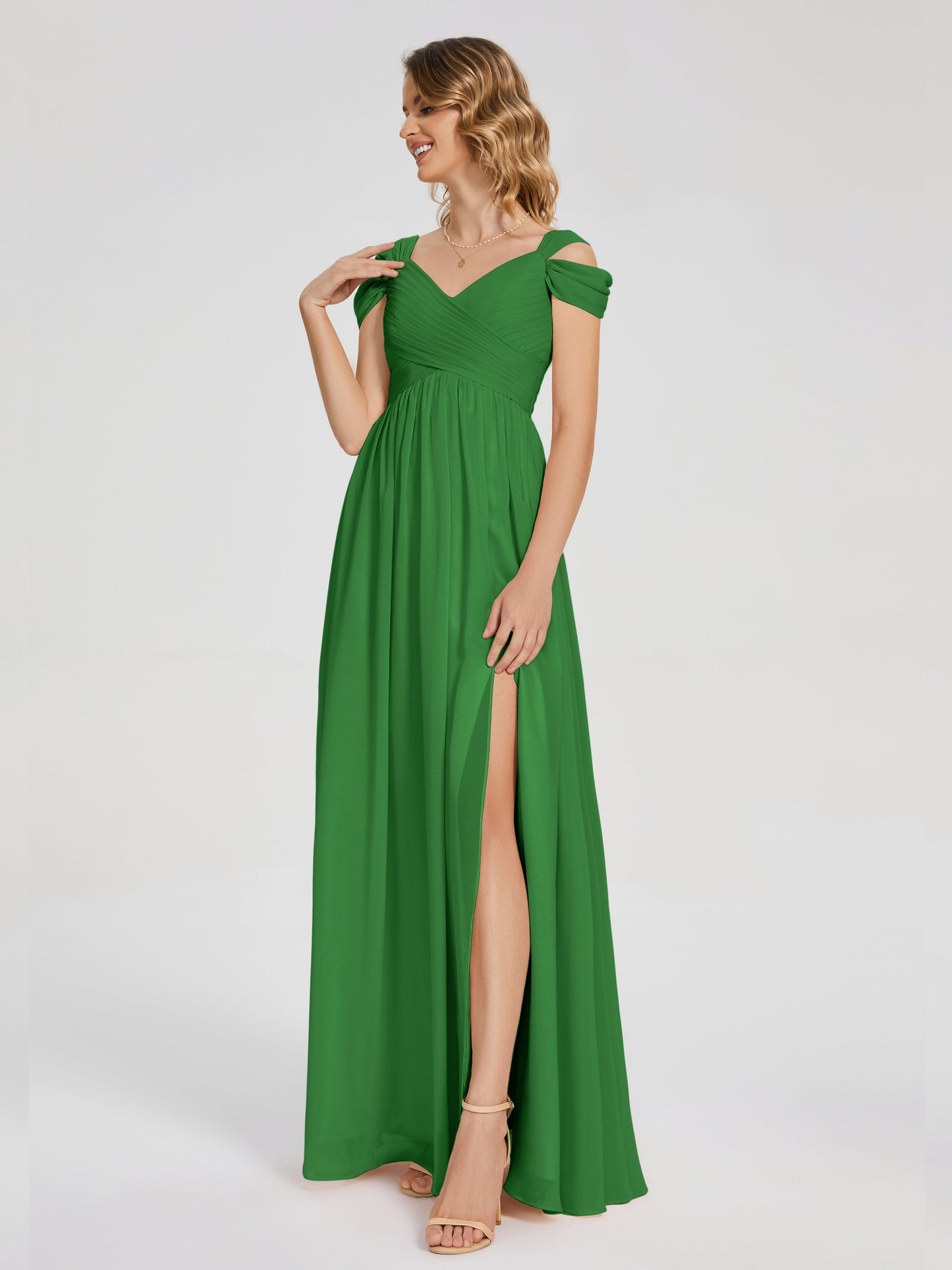 Charlee Straps Side Slit Empire Bridesmaid Dress