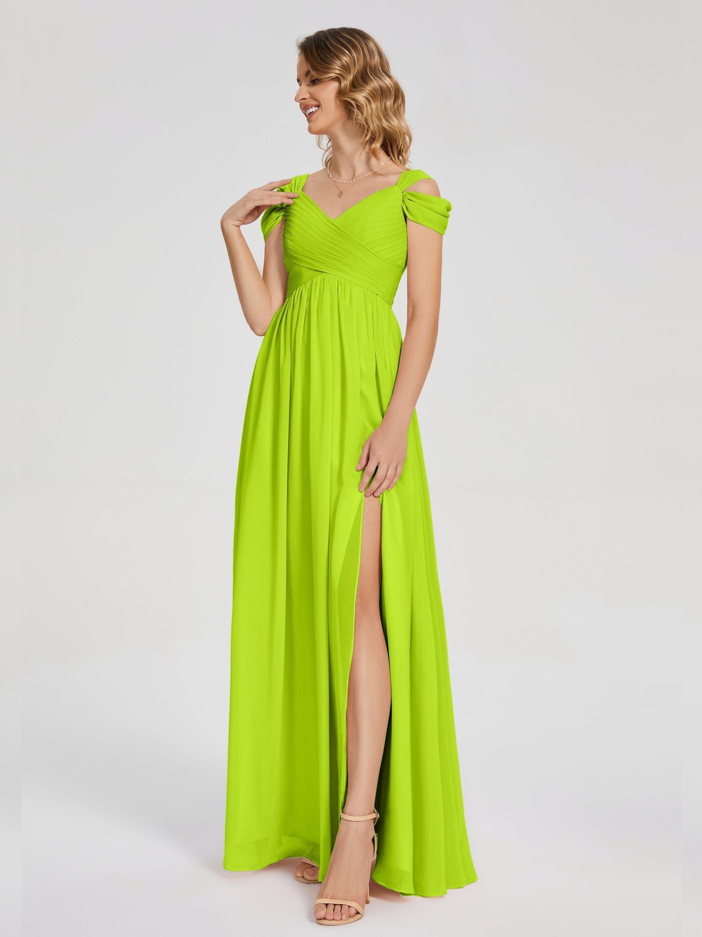 Charlee Straps Side Slit Empire Bridesmaid Dress