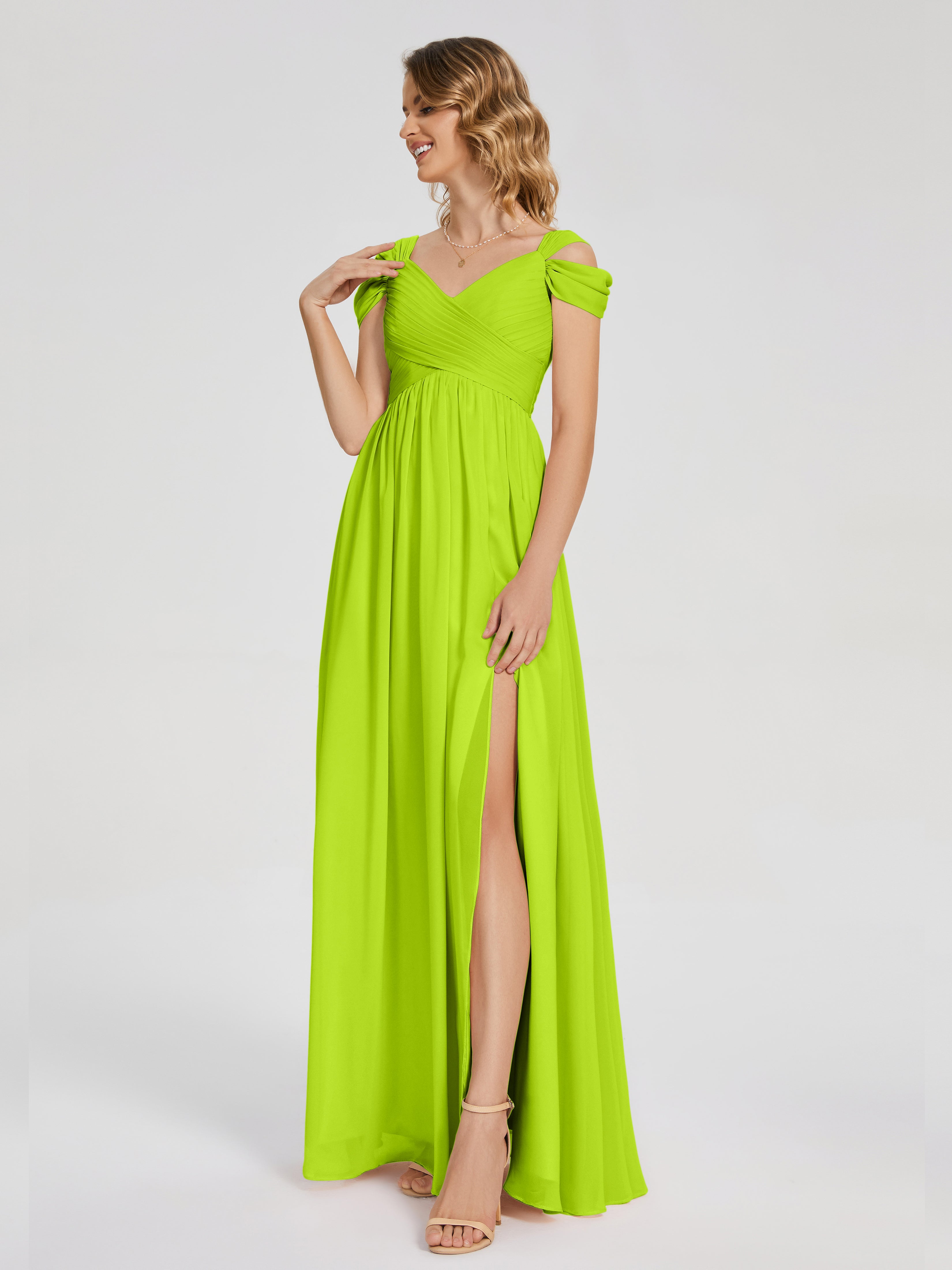 Charlee Straps Side Slit Empire Bridesmaid Dress