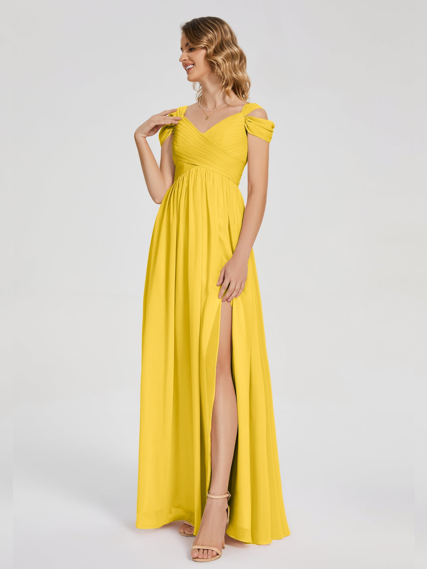Charlee Straps Side Slit Empire Bridesmaid Dress