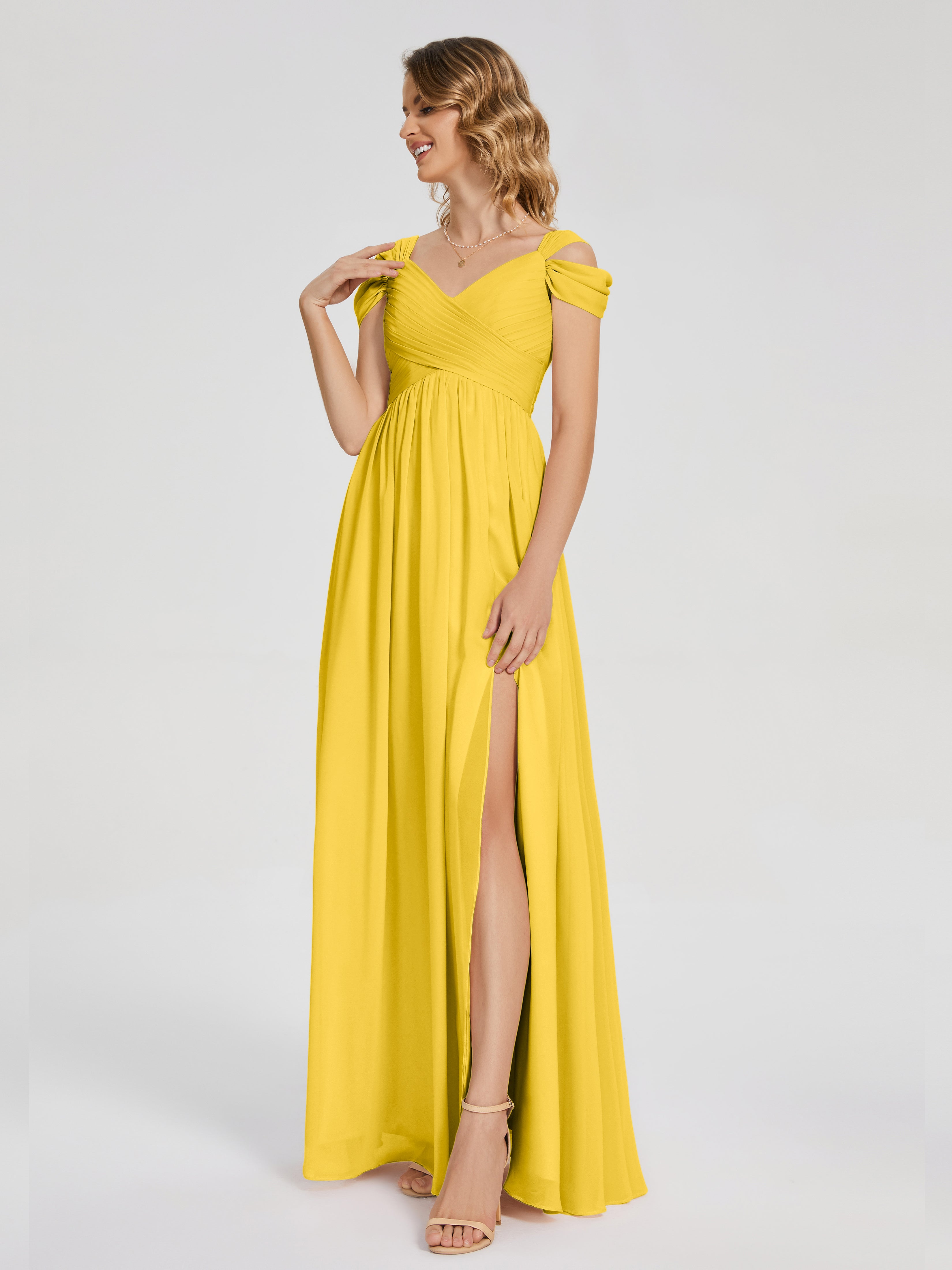 Charlee Straps Side Slit Empire Bridesmaid Dress