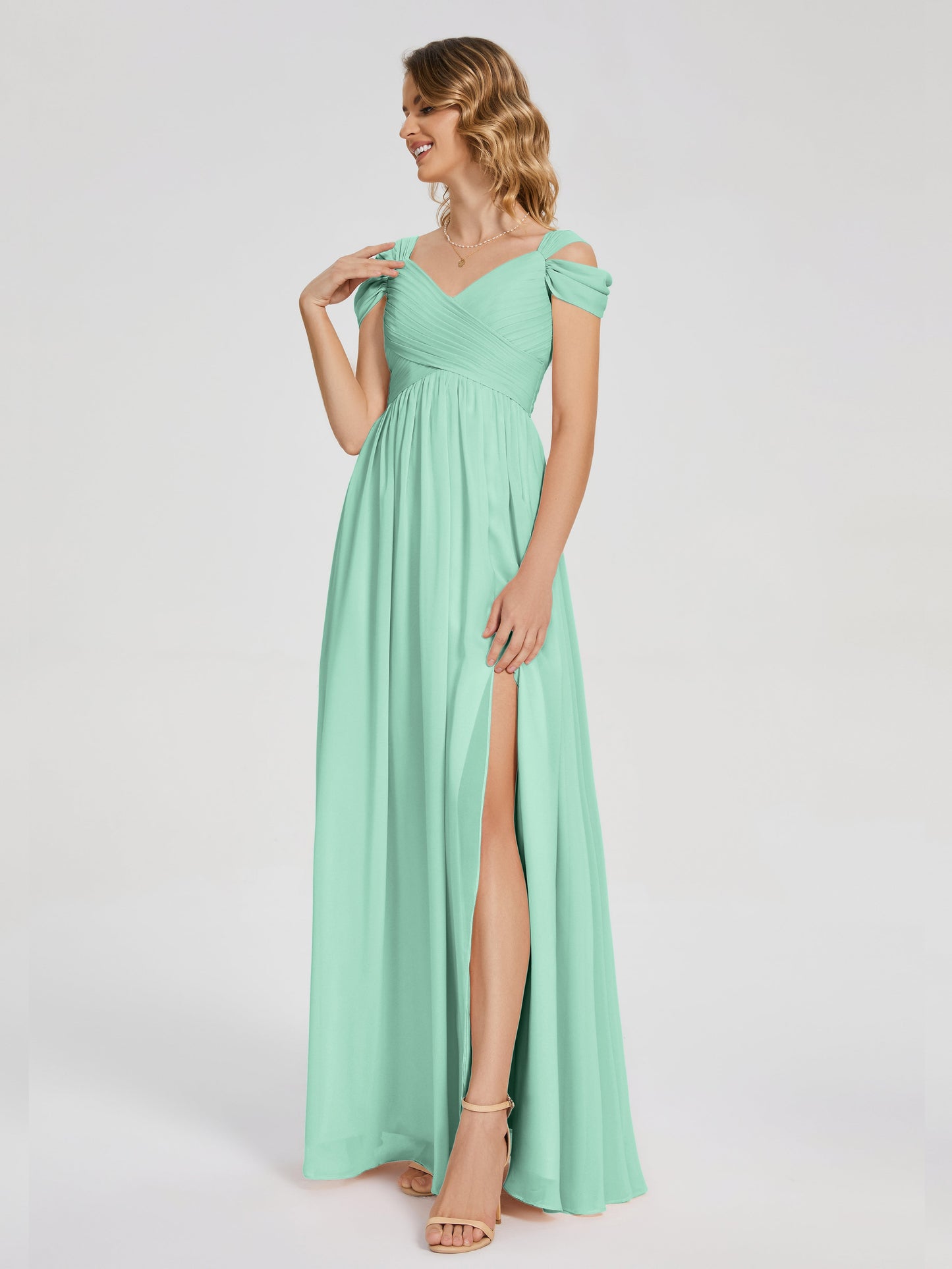 Charlee Straps Side Slit Empire Bridesmaid Dress