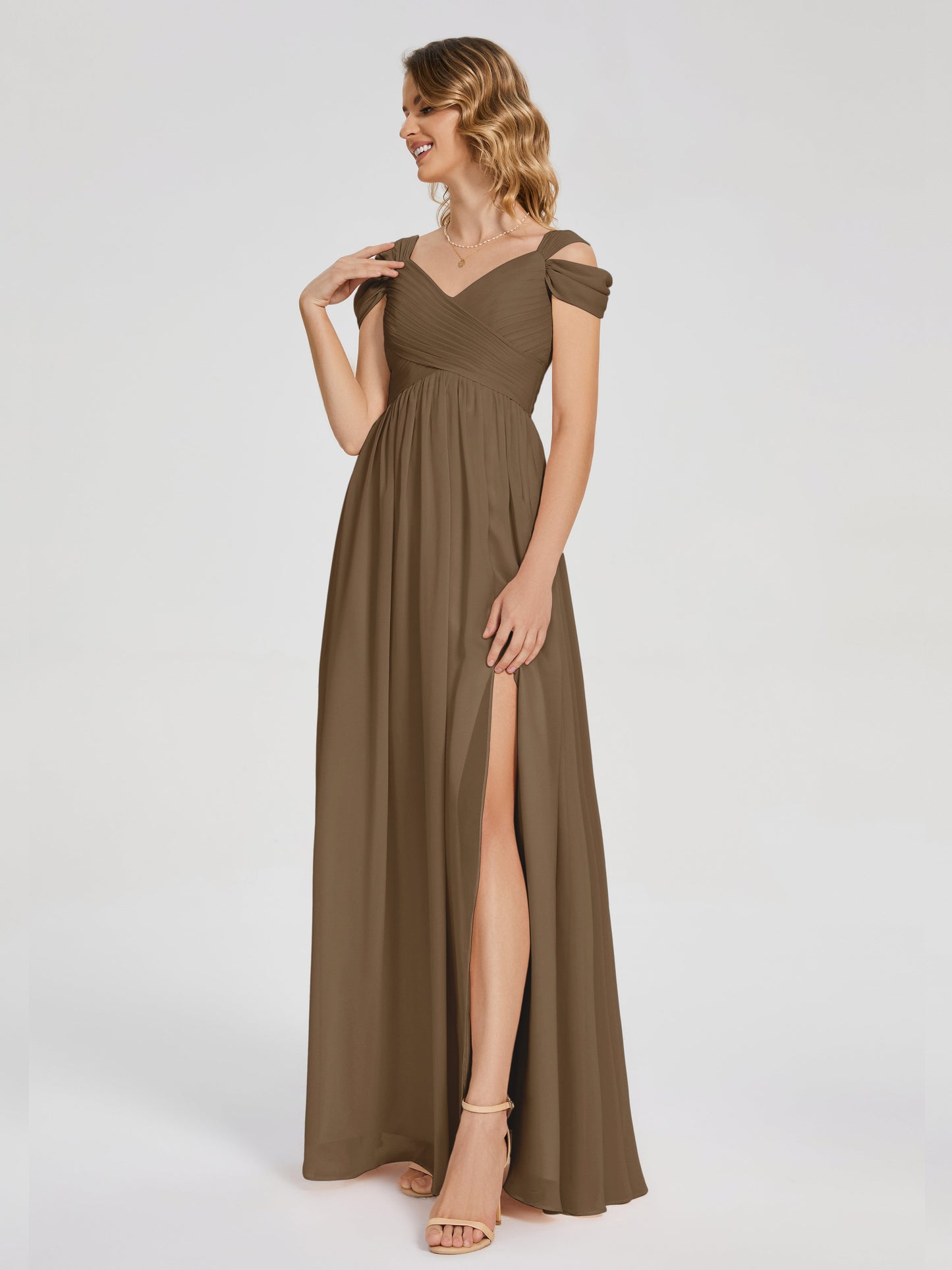 Charlee Straps Side Slit Empire Bridesmaid Dress