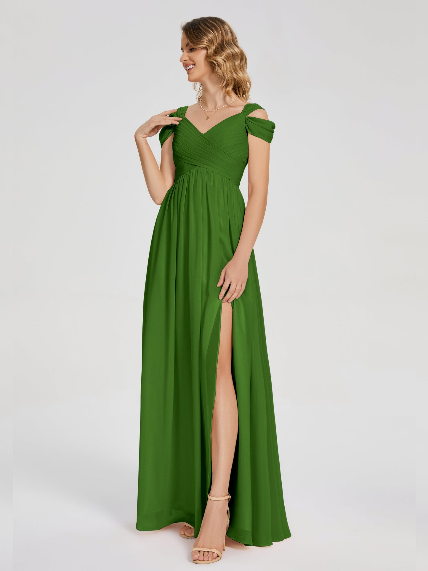 Charlee Straps Side Slit Empire Bridesmaid Dress