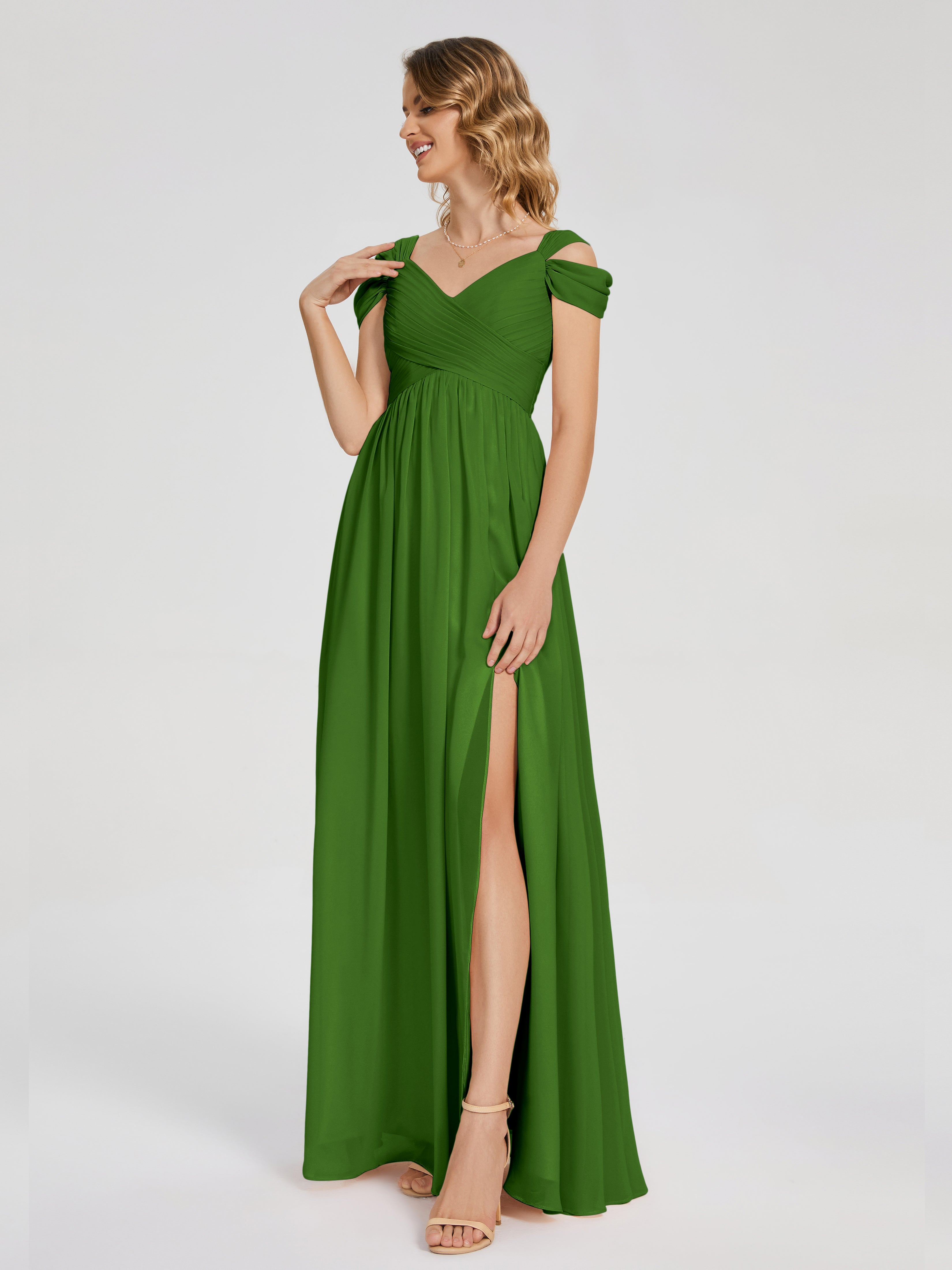 Charlee Straps Side Slit Empire Bridesmaid Dress