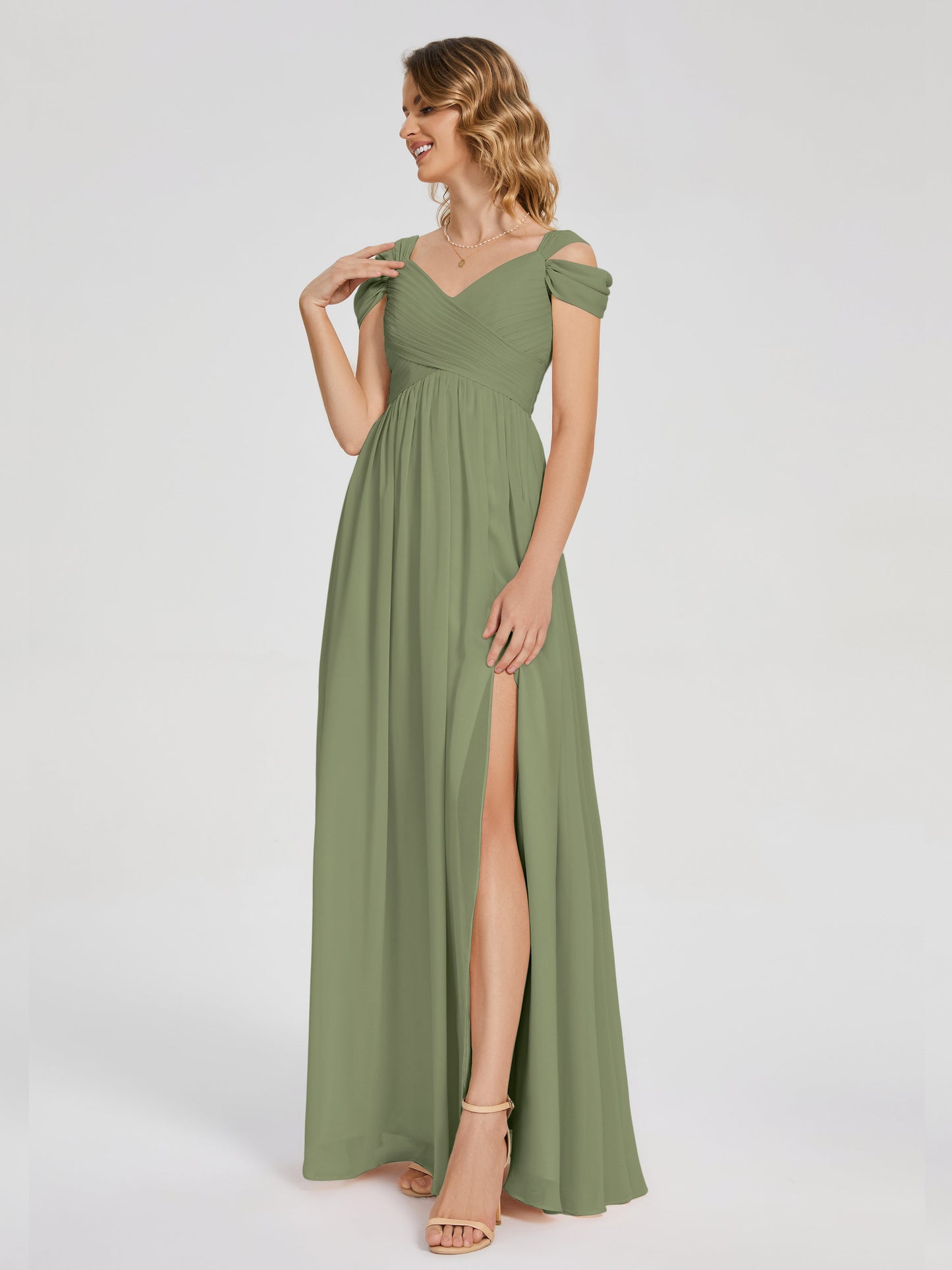 Charlee Straps Side Slit Empire Bridesmaid Dress