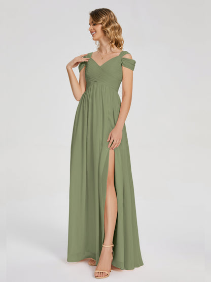 Charlee Straps Side Slit Empire Bridesmaid Dress