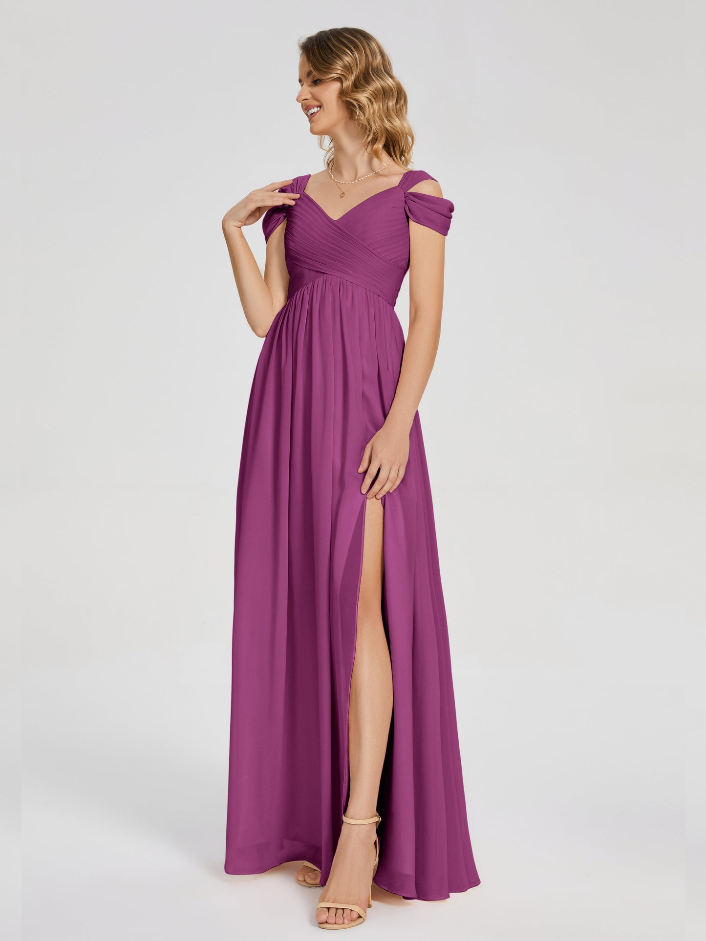 Charlee Straps Side Slit Empire Bridesmaid Dress