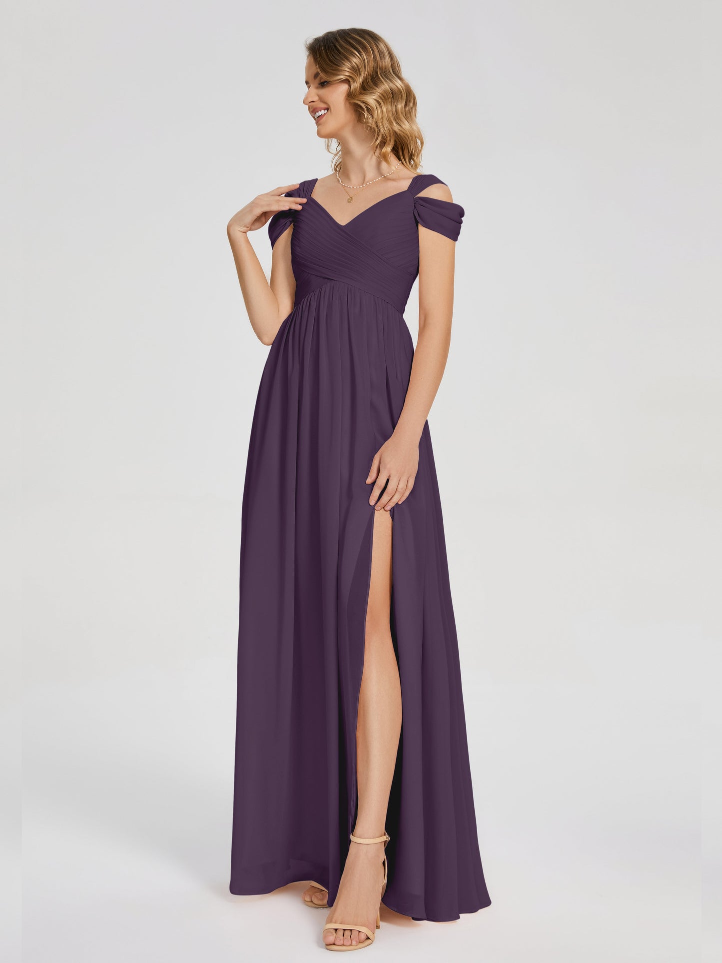 Charlee Straps Side Slit Empire Bridesmaid Dress