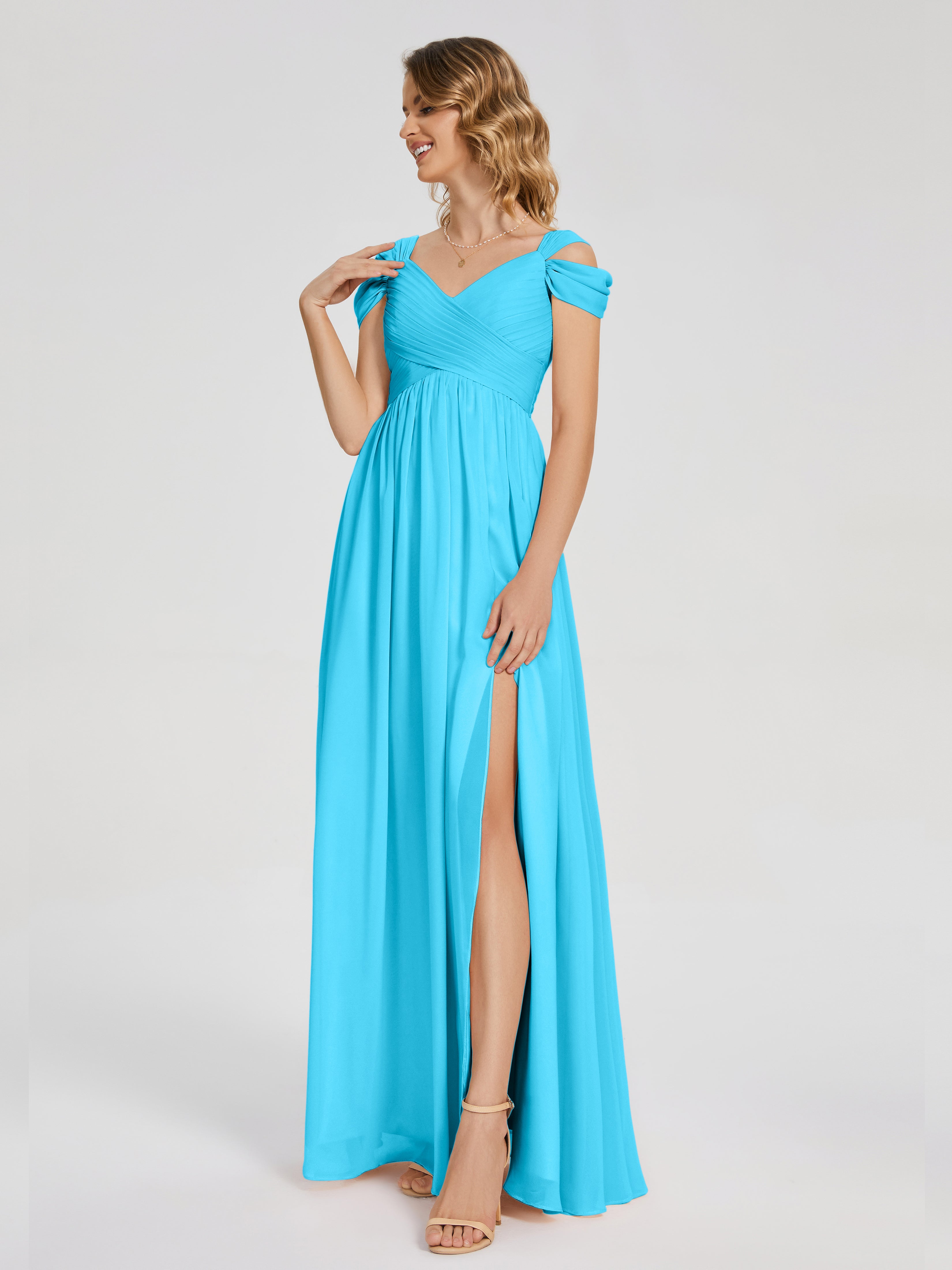 Charlee Straps Side Slit Empire Bridesmaid Dress