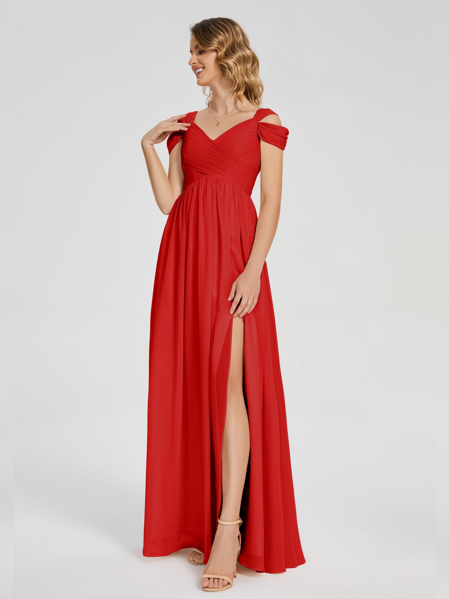 Charlee Straps Side Slit Empire Bridesmaid Dress