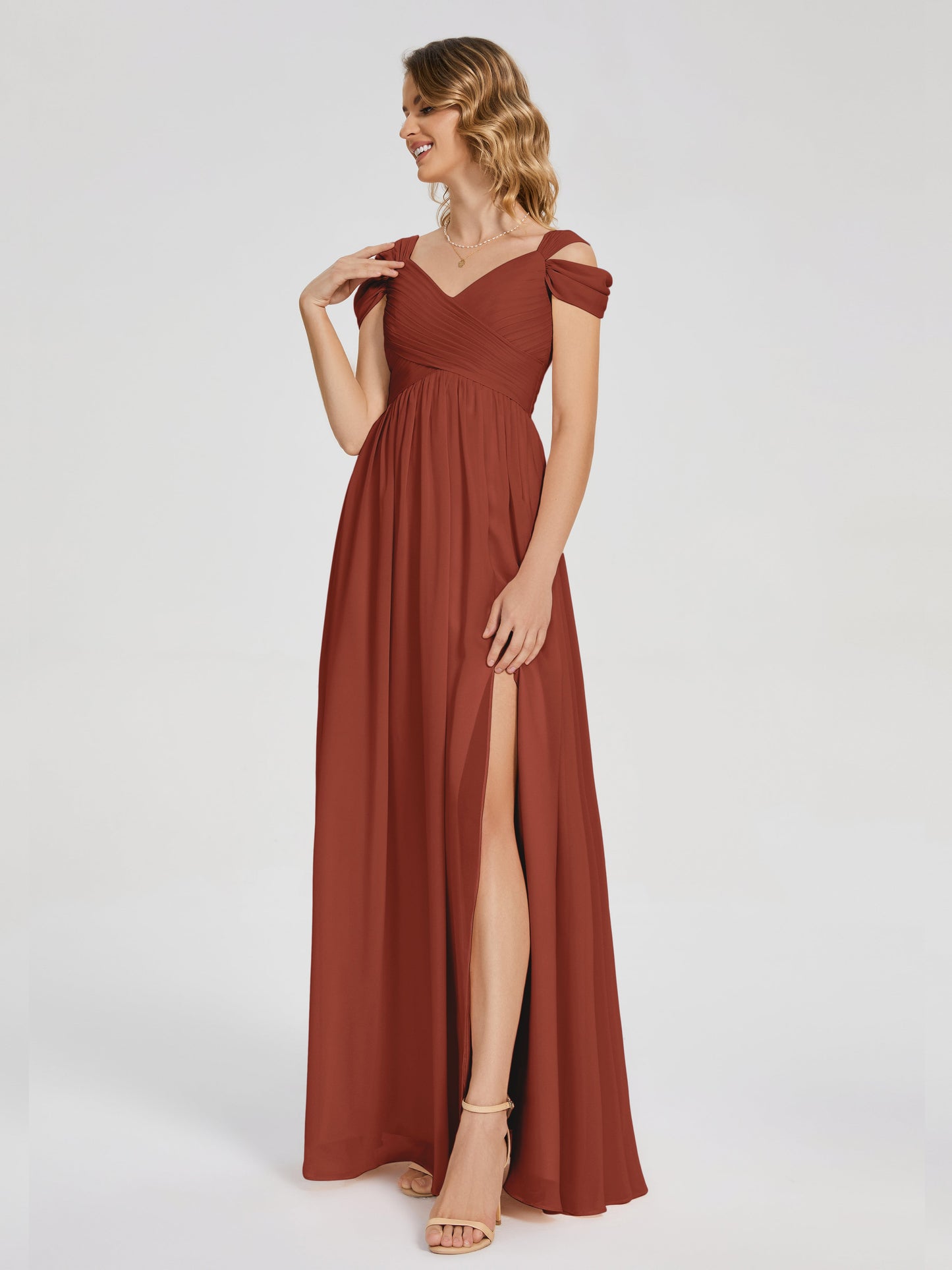Charlee Straps Side Slit Empire Bridesmaid Dress