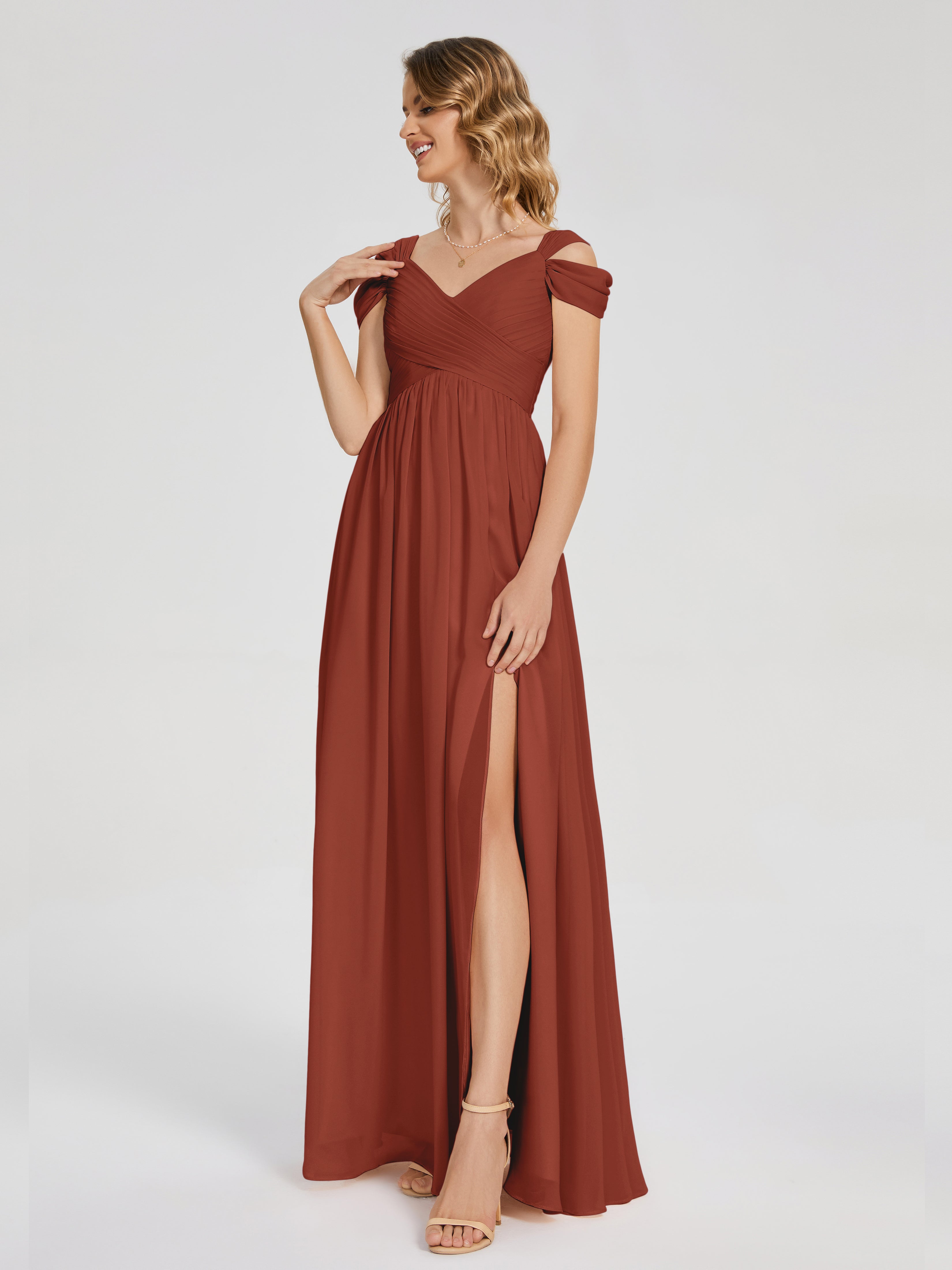Charlee Straps Side Slit Empire Bridesmaid Dress