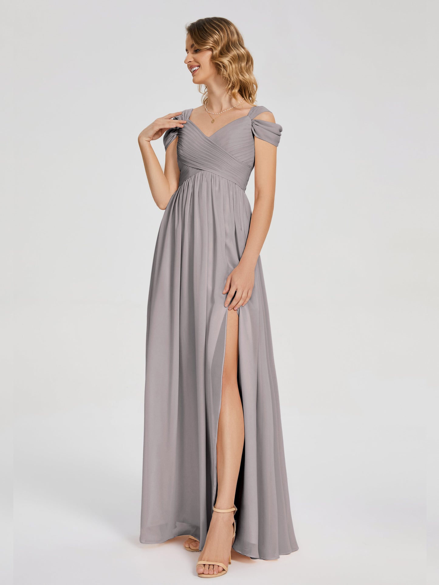 Charlee Straps Side Slit Empire Bridesmaid Dress