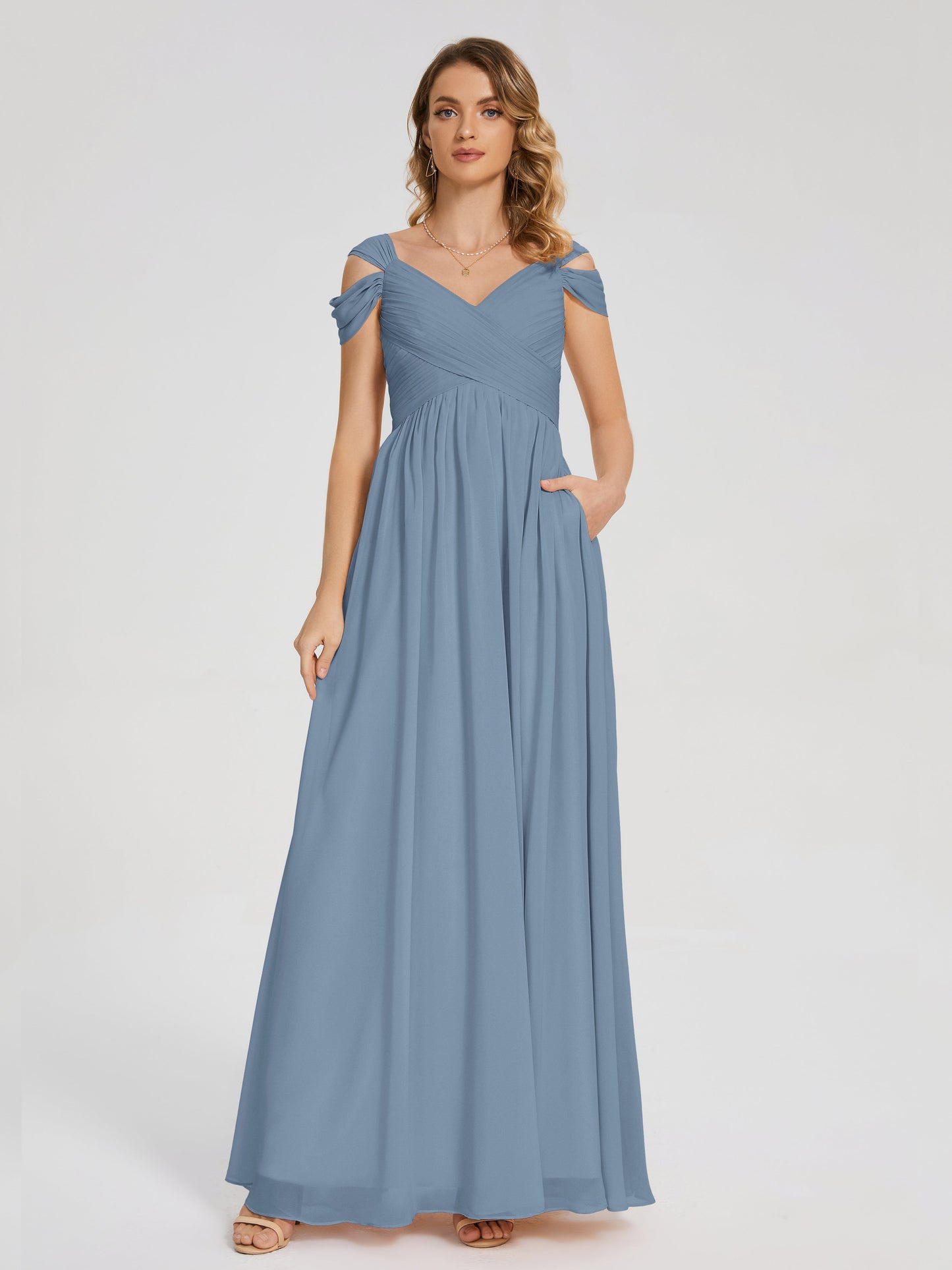 Charlee Straps Side Slit Empire Bridesmaid Dress