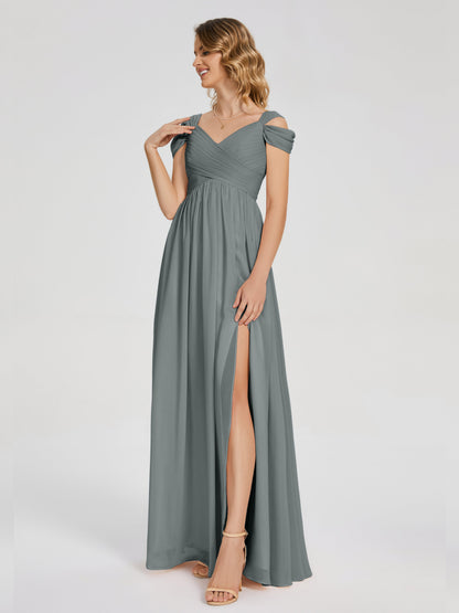 Charlee Straps Side Slit Empire Bridesmaid Dress