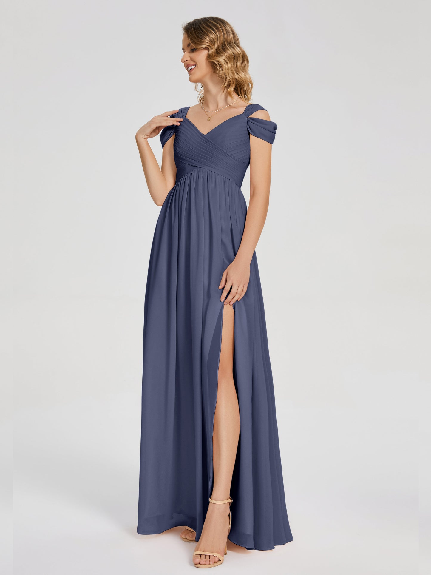 Charlee Straps Side Slit Empire Bridesmaid Dress