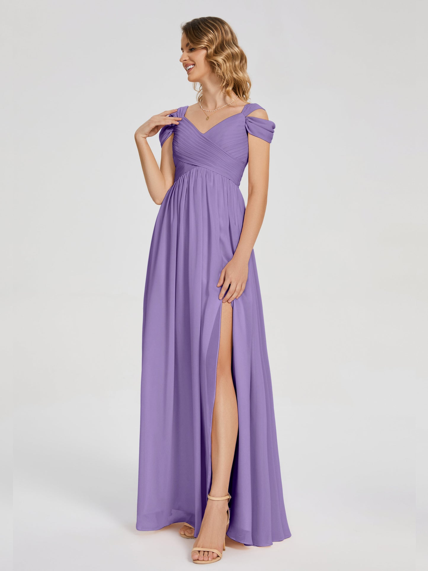 Charlee Straps Side Slit Empire Bridesmaid Dress