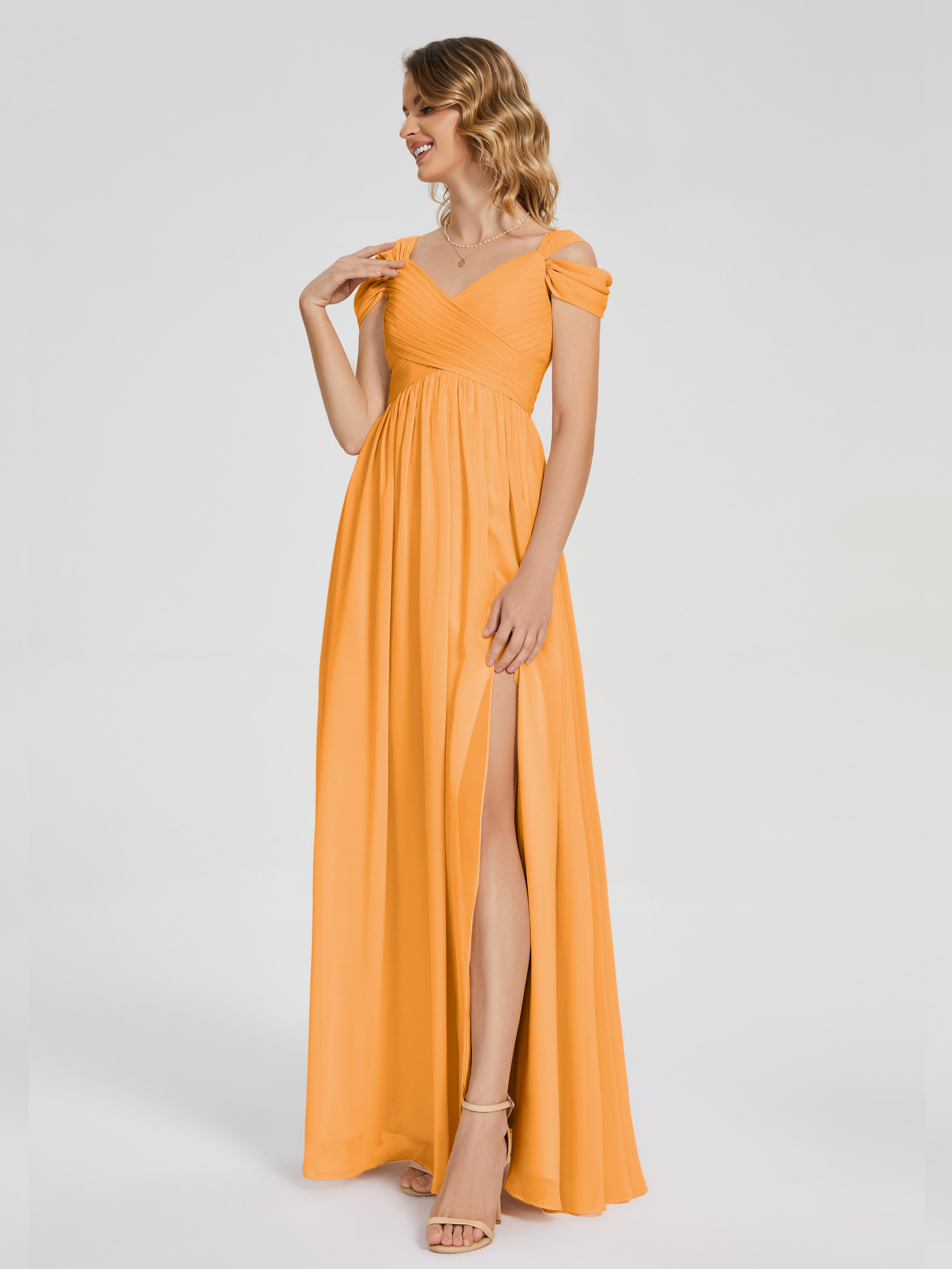 Charlee Straps Side Slit Empire Bridesmaid Dress