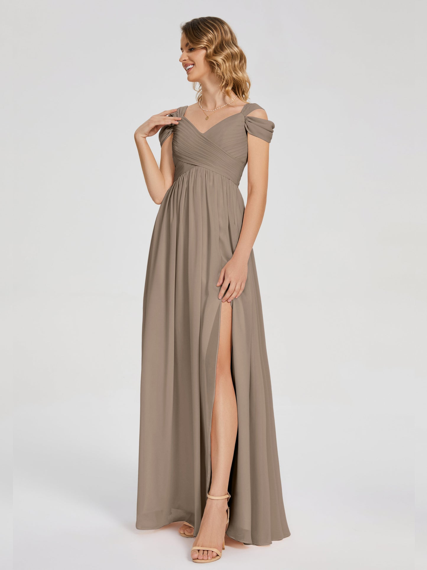 Charlee Straps Side Slit Empire Bridesmaid Dress