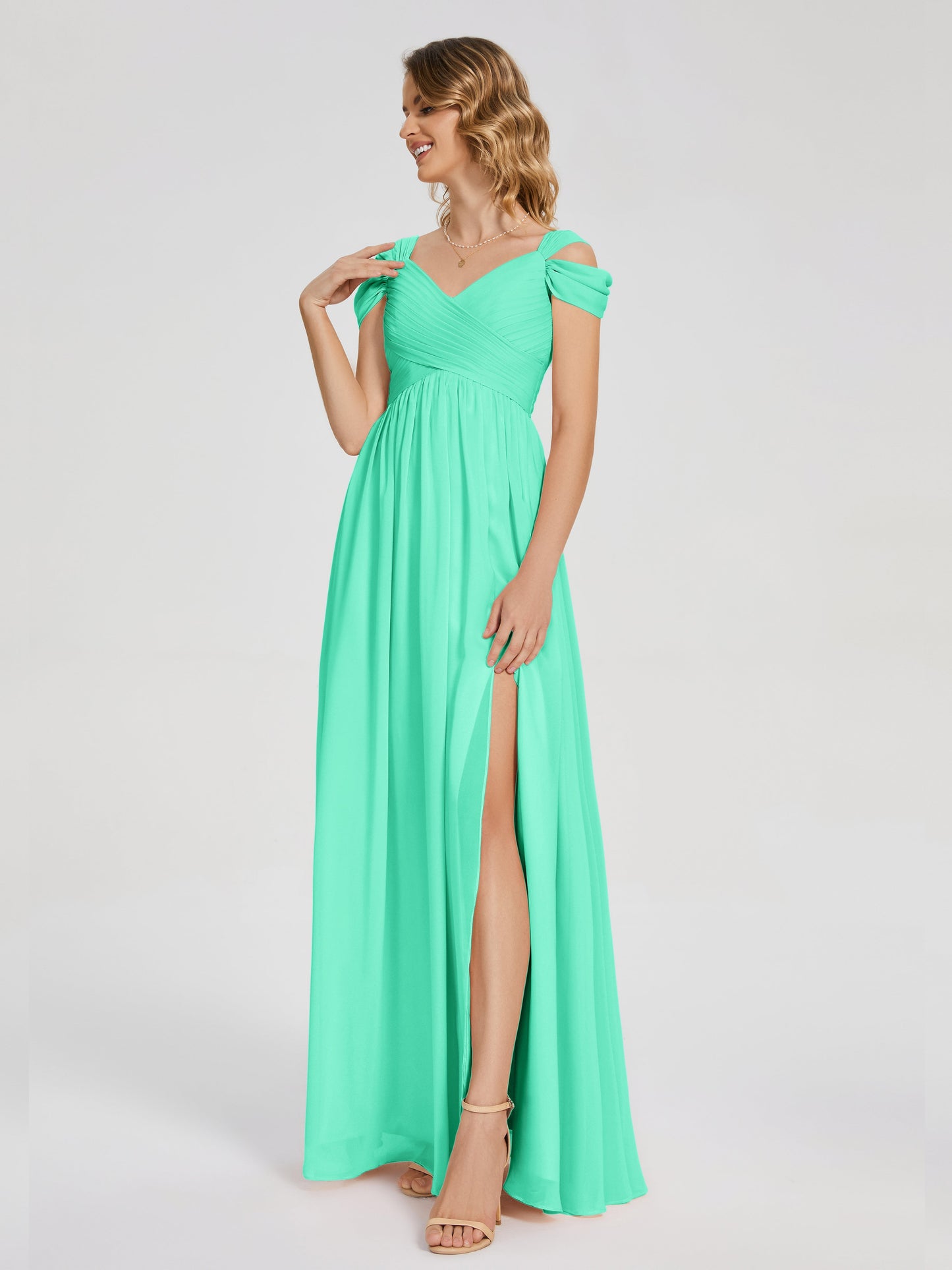 Charlee Straps Side Slit Empire Bridesmaid Dress