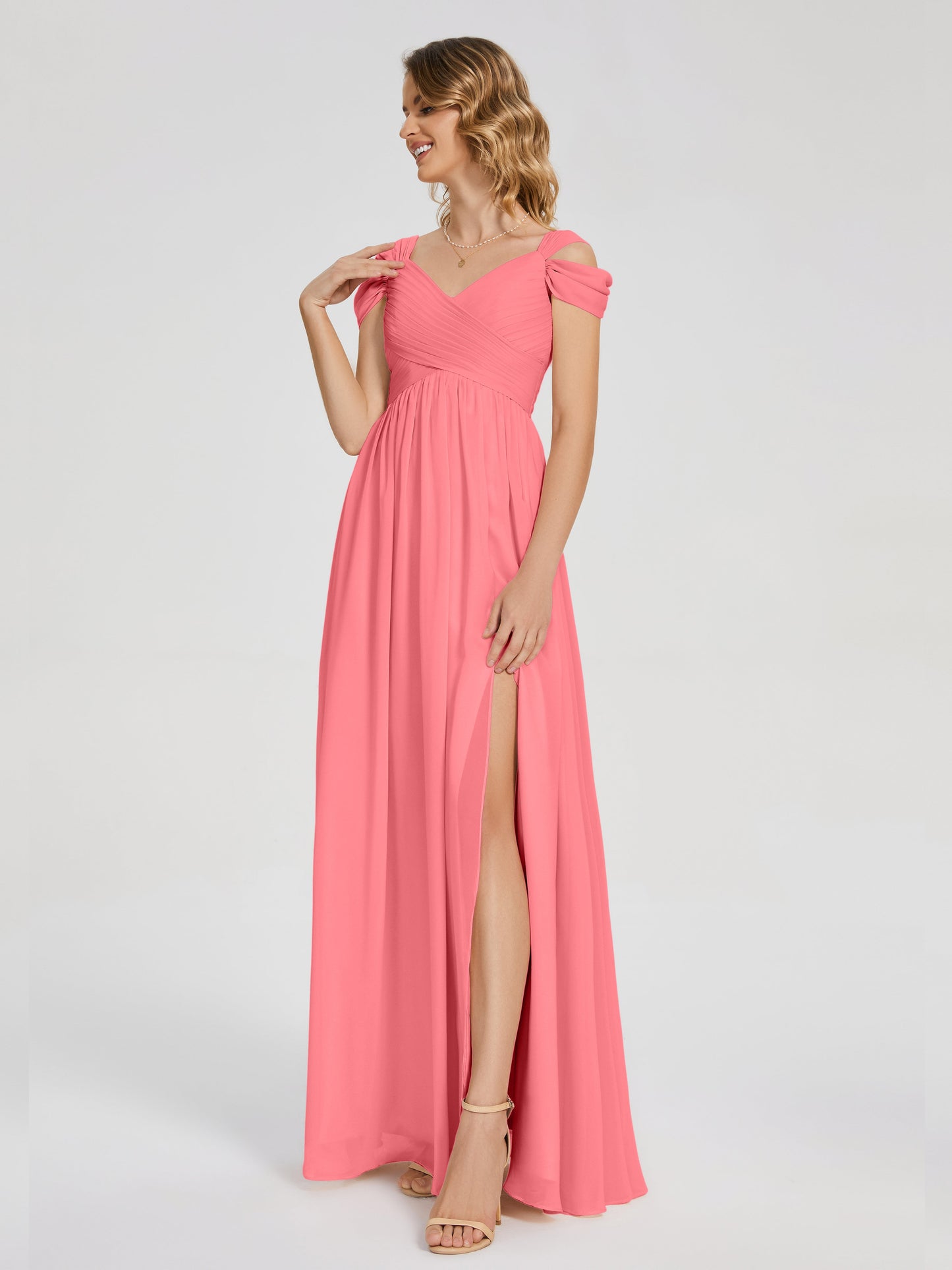 Charlee Straps Side Slit Empire Bridesmaid Dress