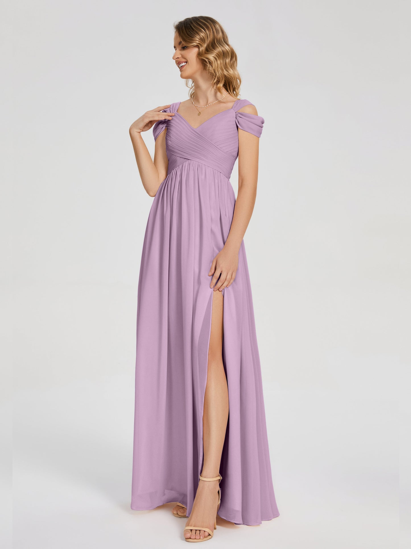Charlee Straps Side Slit Empire Bridesmaid Dress