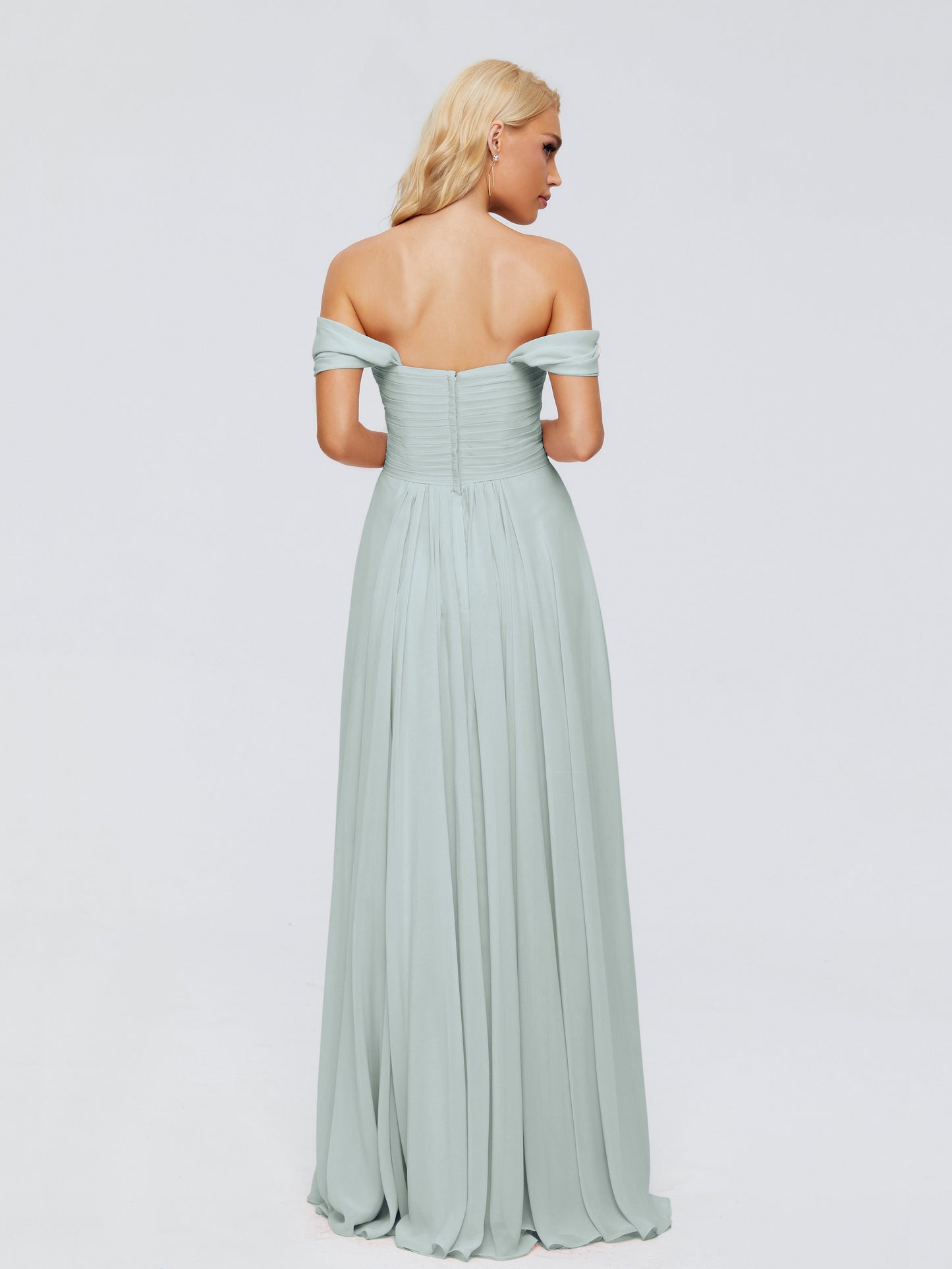 Trinity Off-The-Shoulder Chiffon Bridesmaid Dresses