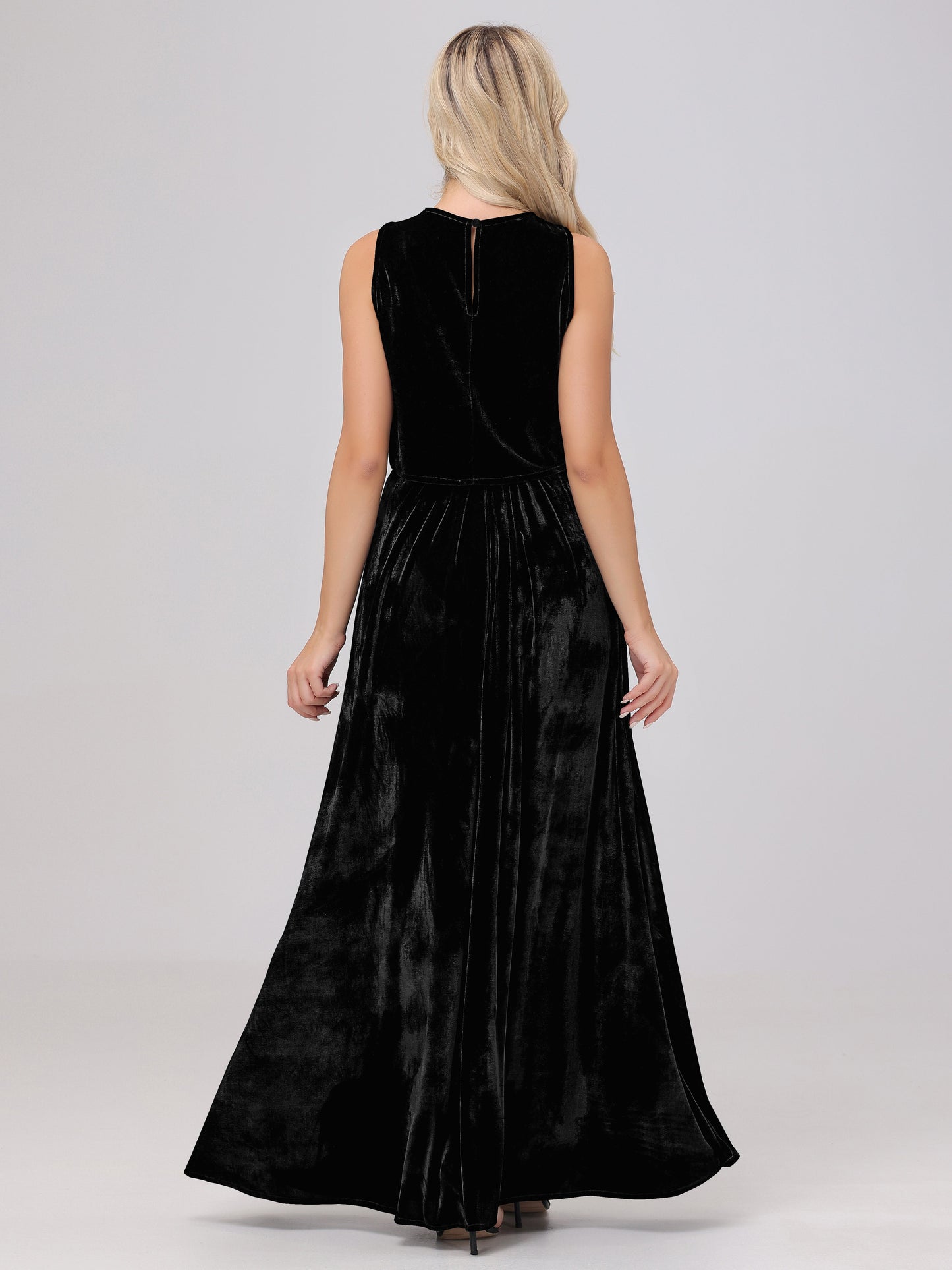 Two-Pieces A-Line Sleeveless Velvet Bridesmaid Dresses