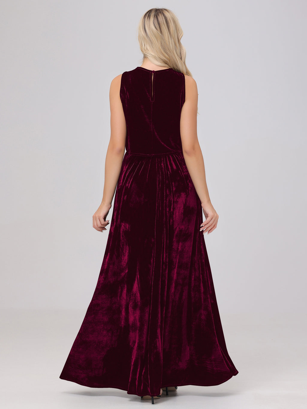 Two-Pieces A-Line Sleeveless Velvet Bridesmaid Dresses
